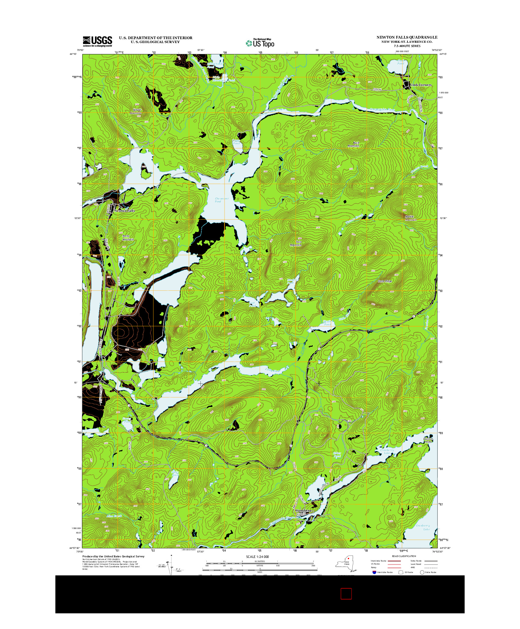 USGS US TOPO 7.5-MINUTE MAP FOR NEWTON FALLS, NY 2013