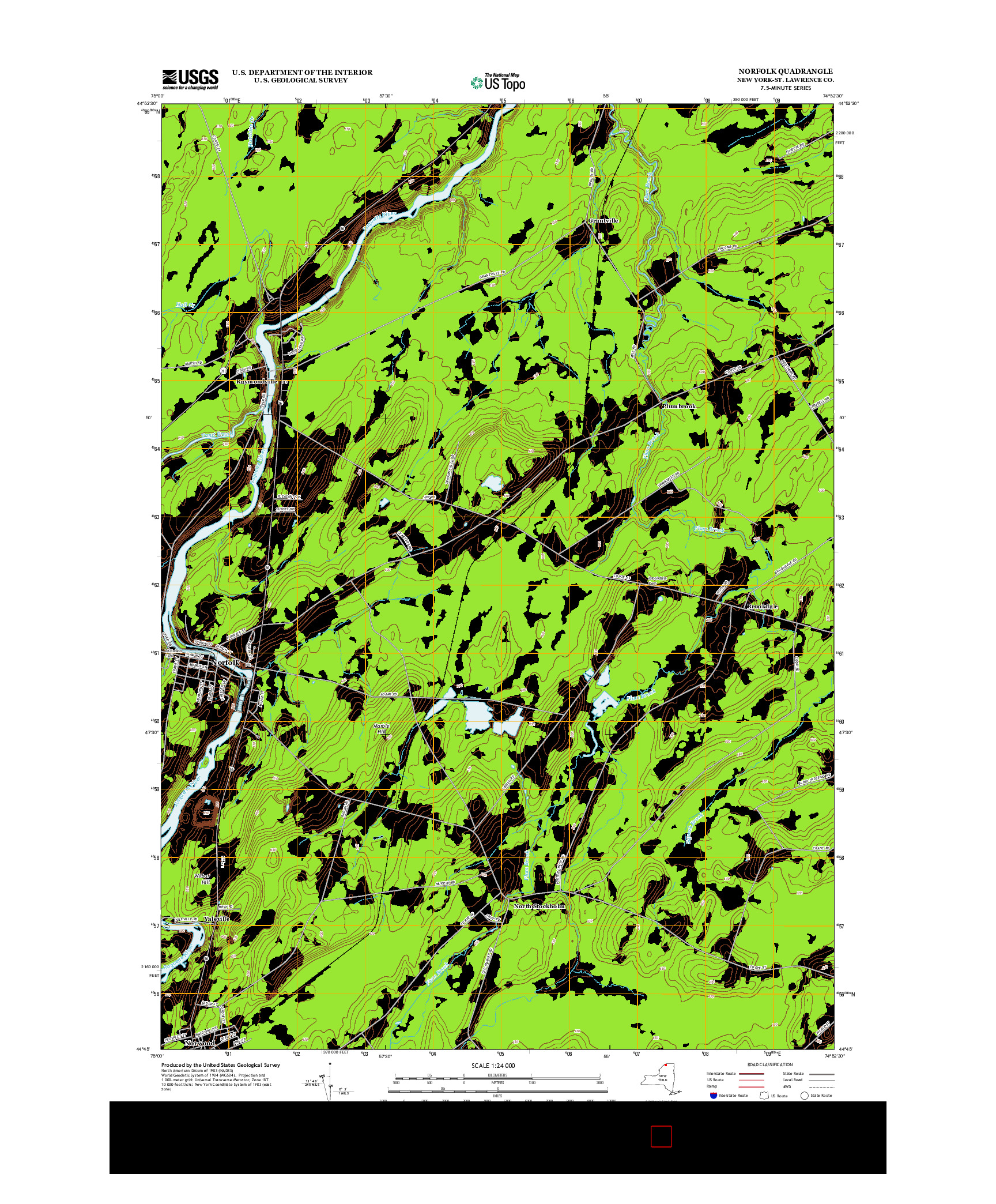 USGS US TOPO 7.5-MINUTE MAP FOR NORFOLK, NY 2013