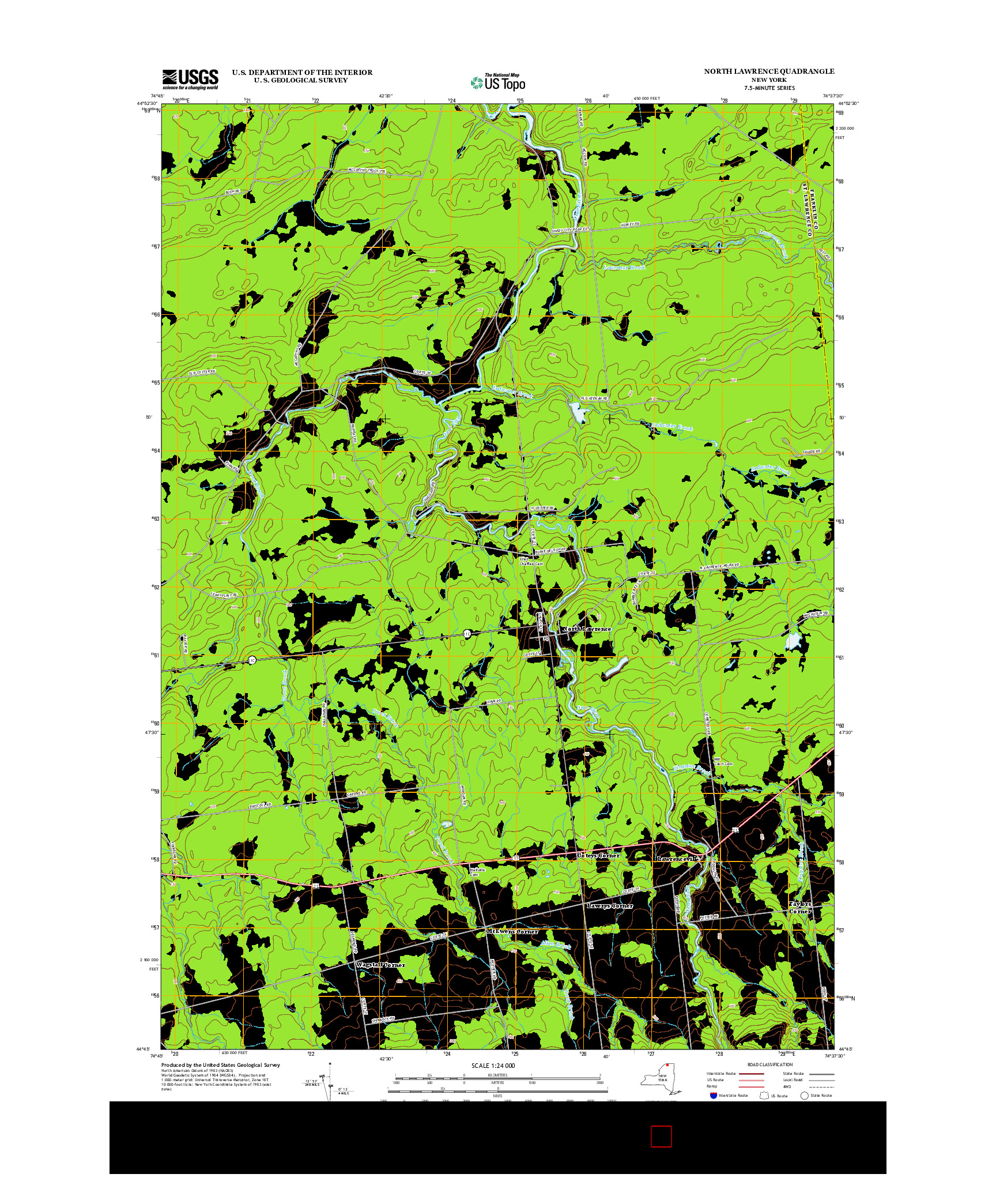 USGS US TOPO 7.5-MINUTE MAP FOR NORTH LAWRENCE, NY 2013
