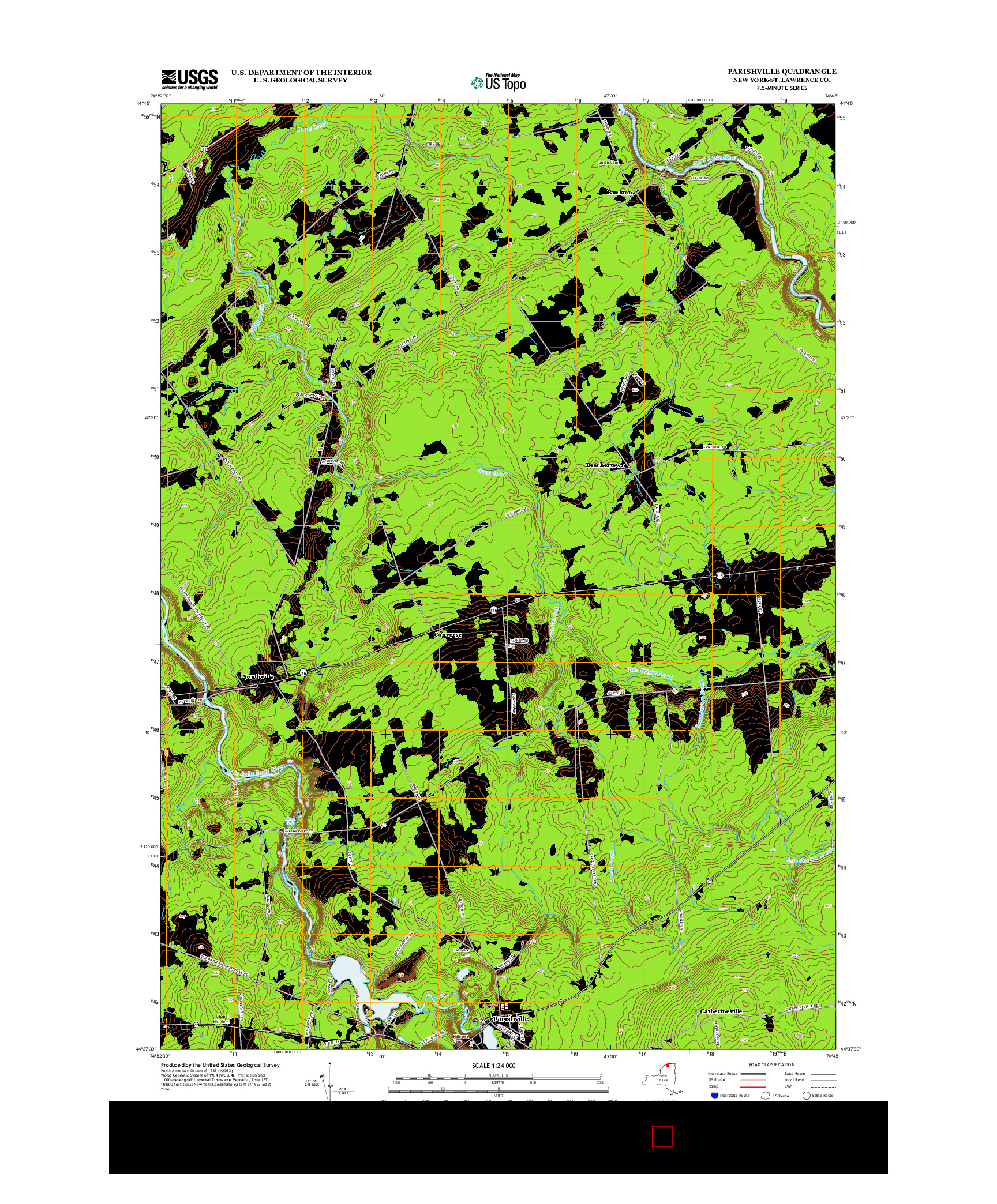 USGS US TOPO 7.5-MINUTE MAP FOR PARISHVILLE, NY 2013