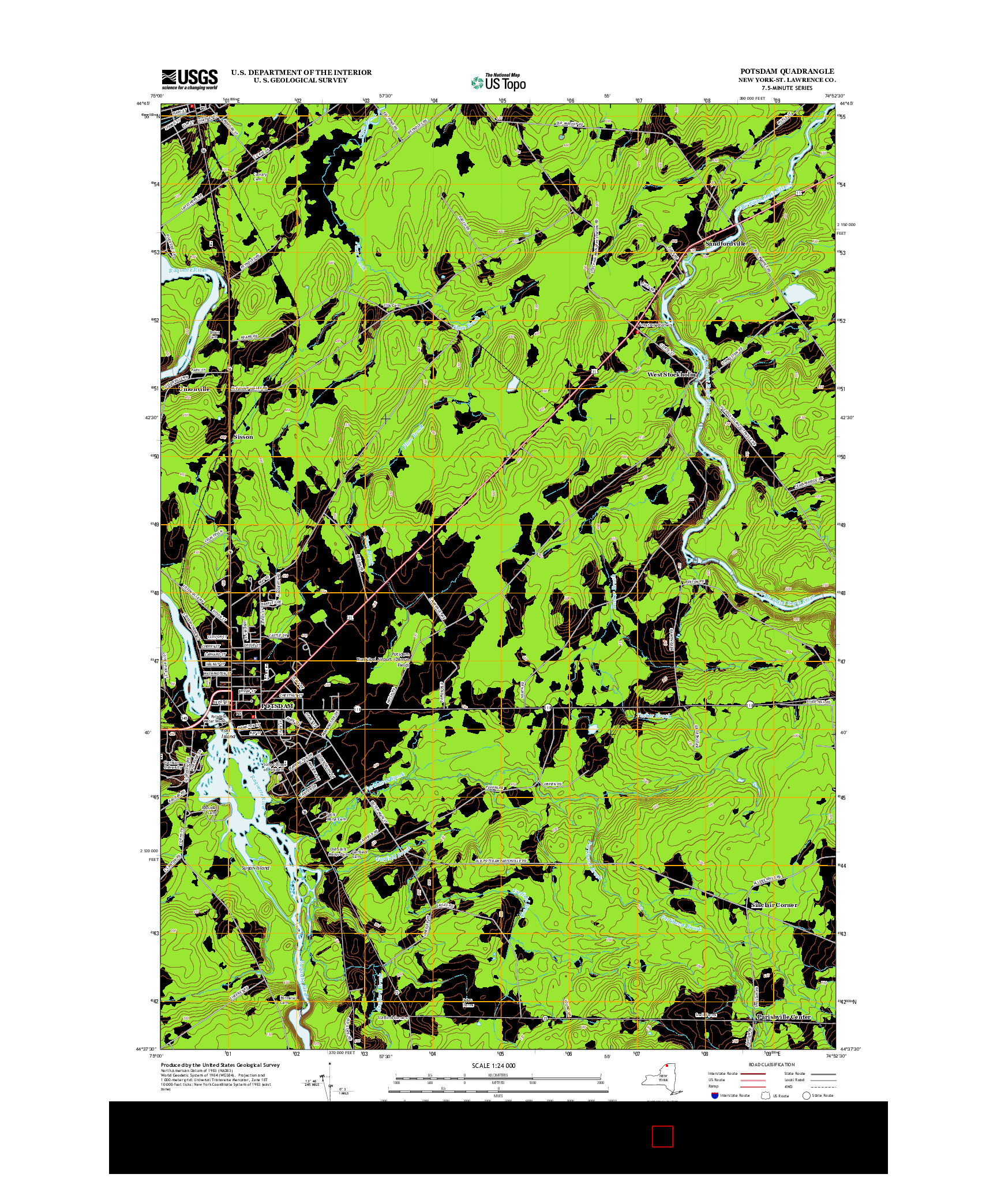 USGS US TOPO 7.5-MINUTE MAP FOR POTSDAM, NY 2013