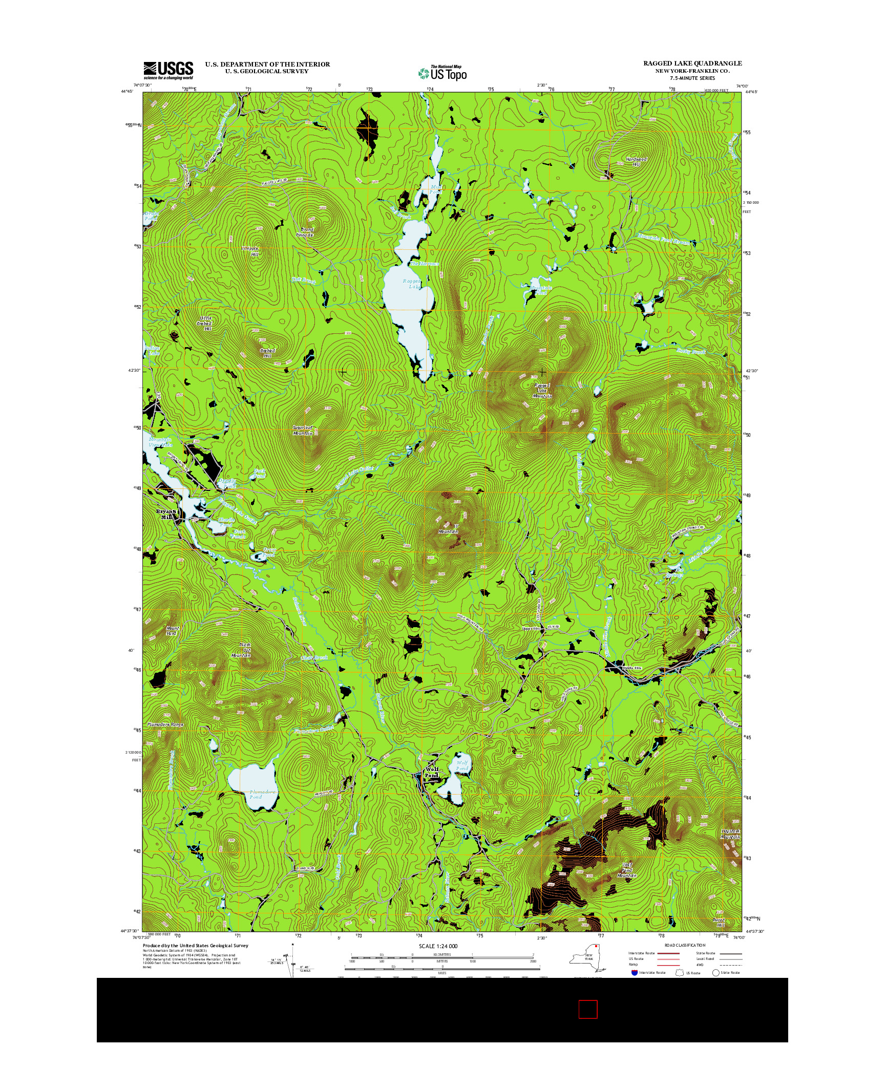 USGS US TOPO 7.5-MINUTE MAP FOR RAGGED LAKE, NY 2013
