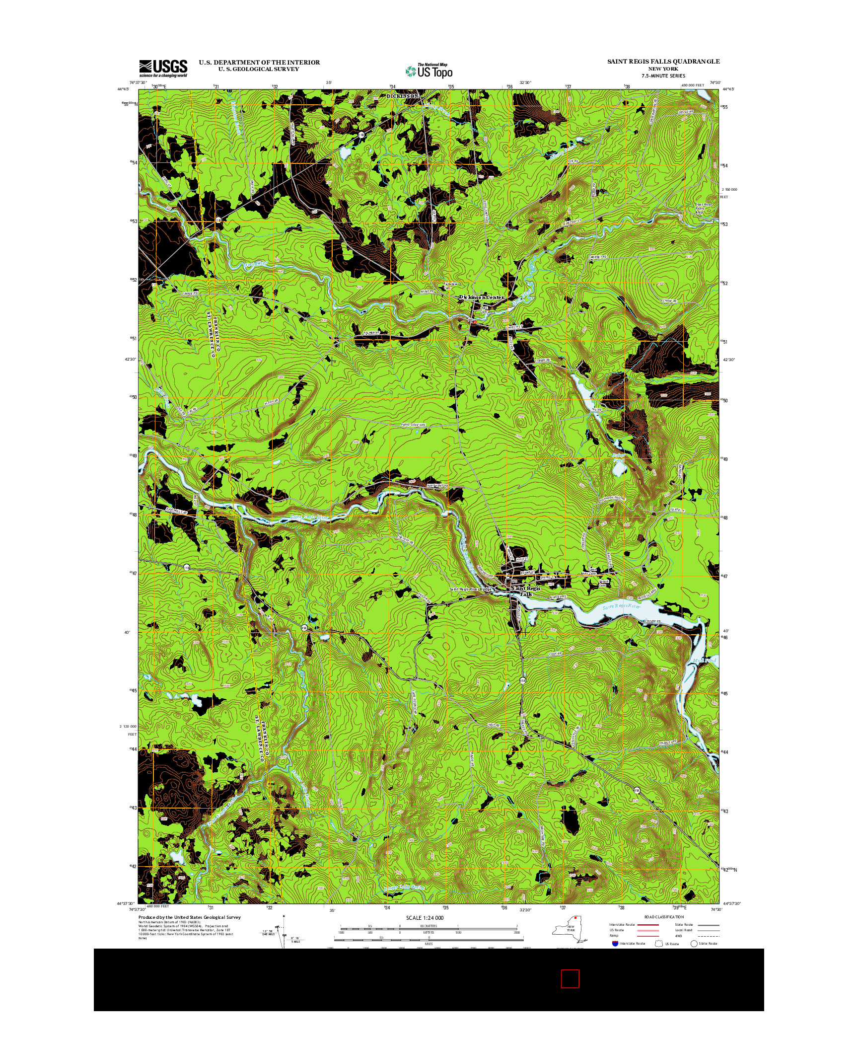 USGS US TOPO 7.5-MINUTE MAP FOR SAINT REGIS FALLS, NY 2013