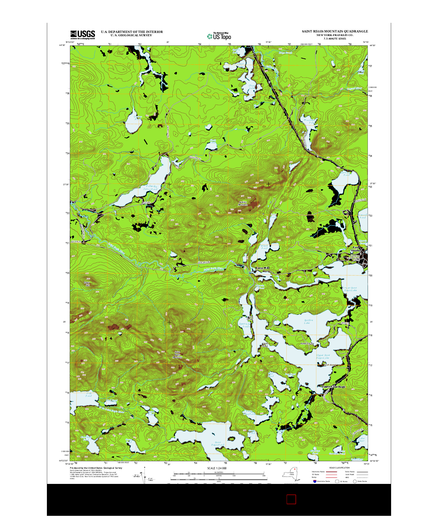 USGS US TOPO 7.5-MINUTE MAP FOR SAINT REGIS MOUNTAIN, NY 2013