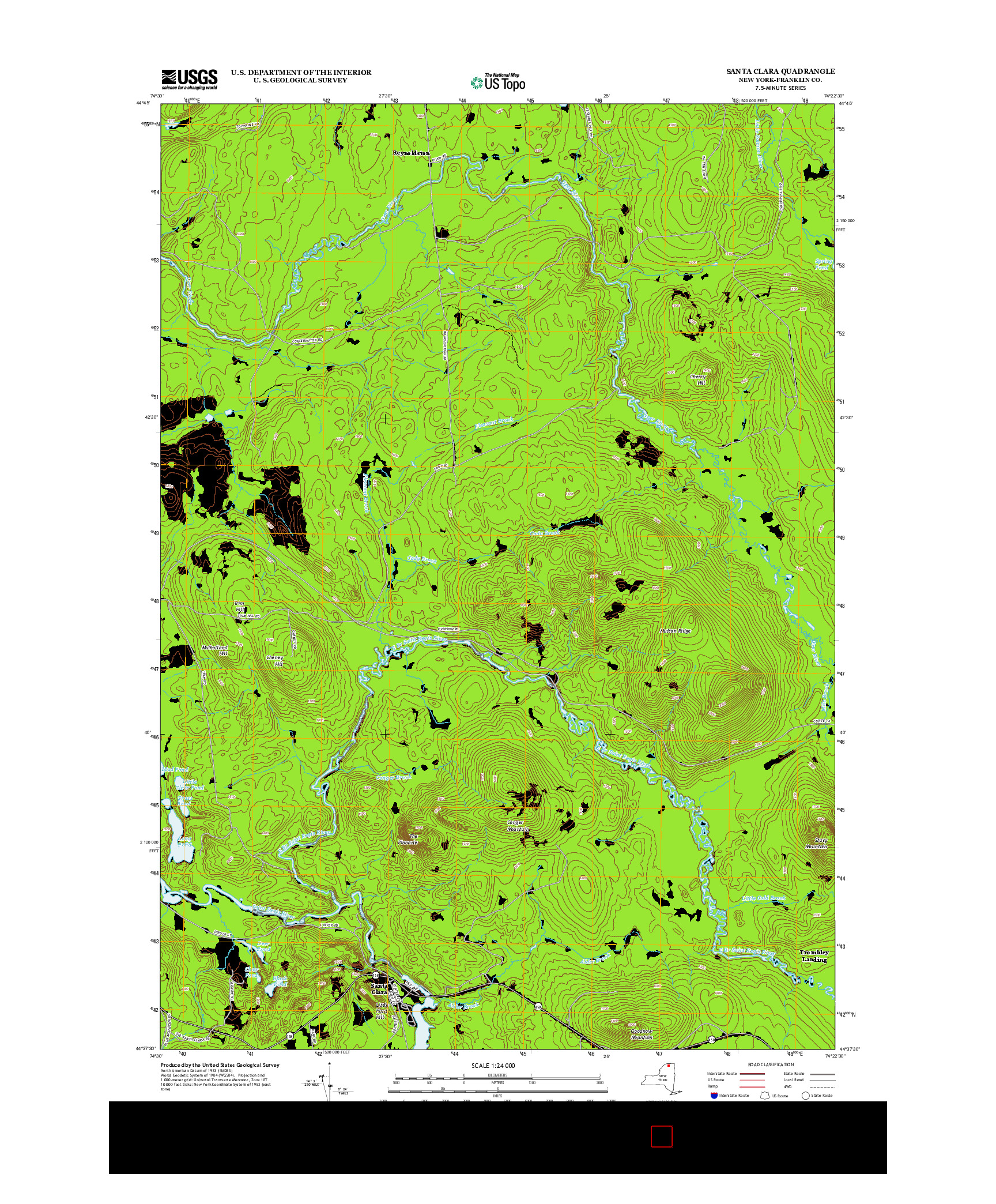 USGS US TOPO 7.5-MINUTE MAP FOR SANTA CLARA, NY 2013