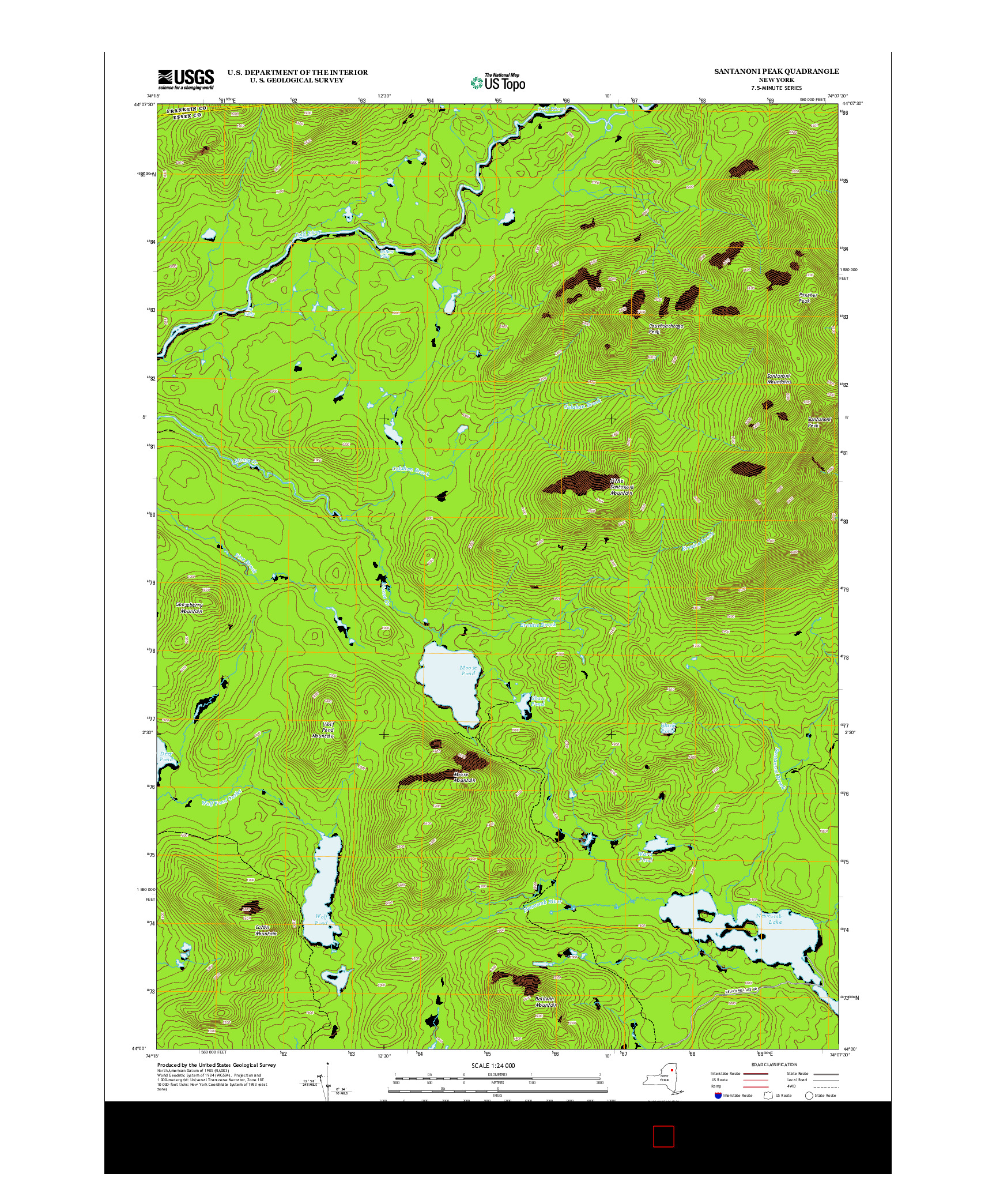 USGS US TOPO 7.5-MINUTE MAP FOR SANTANONI PEAK, NY 2013