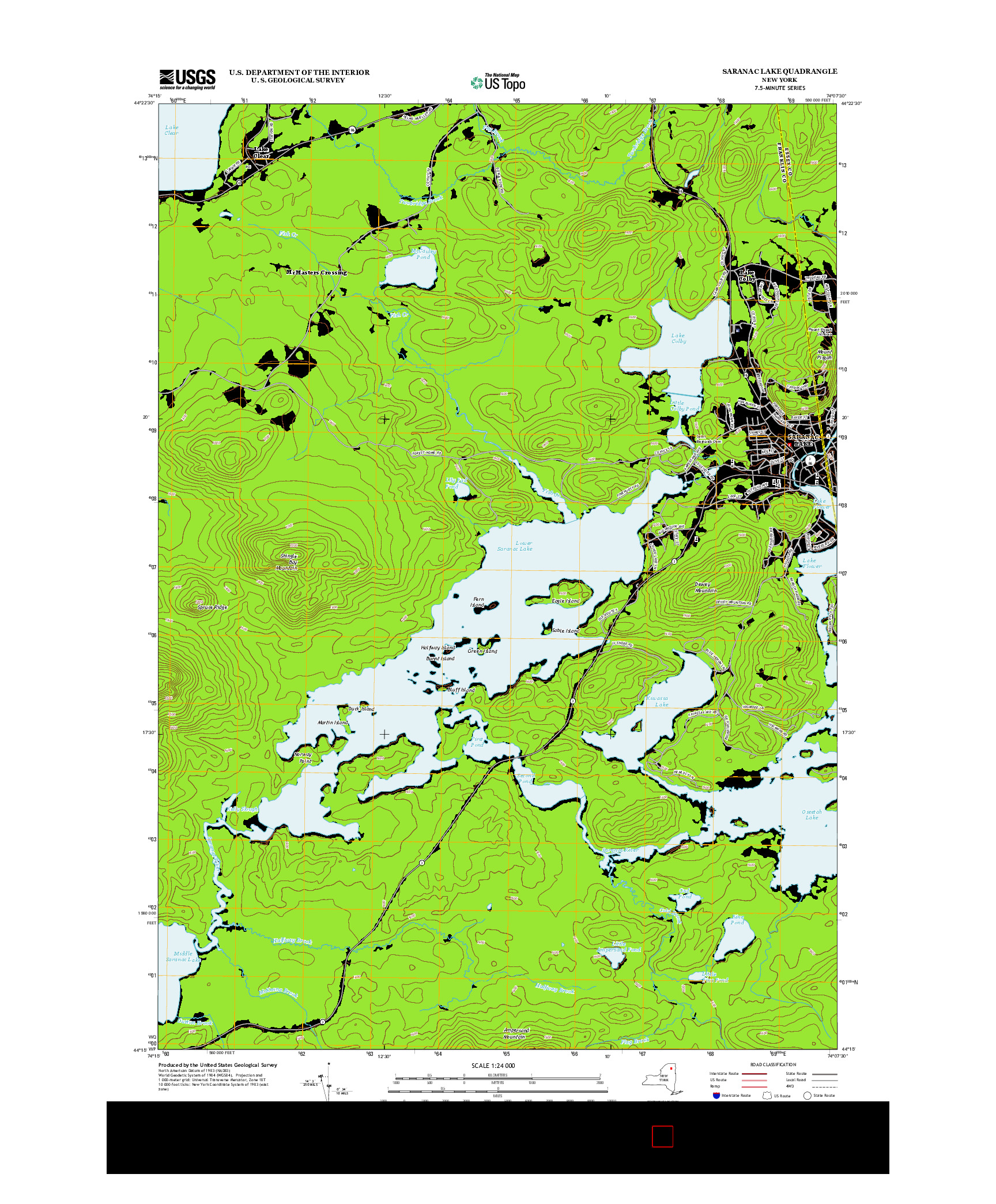 USGS US TOPO 7.5-MINUTE MAP FOR SARANAC LAKE, NY 2013