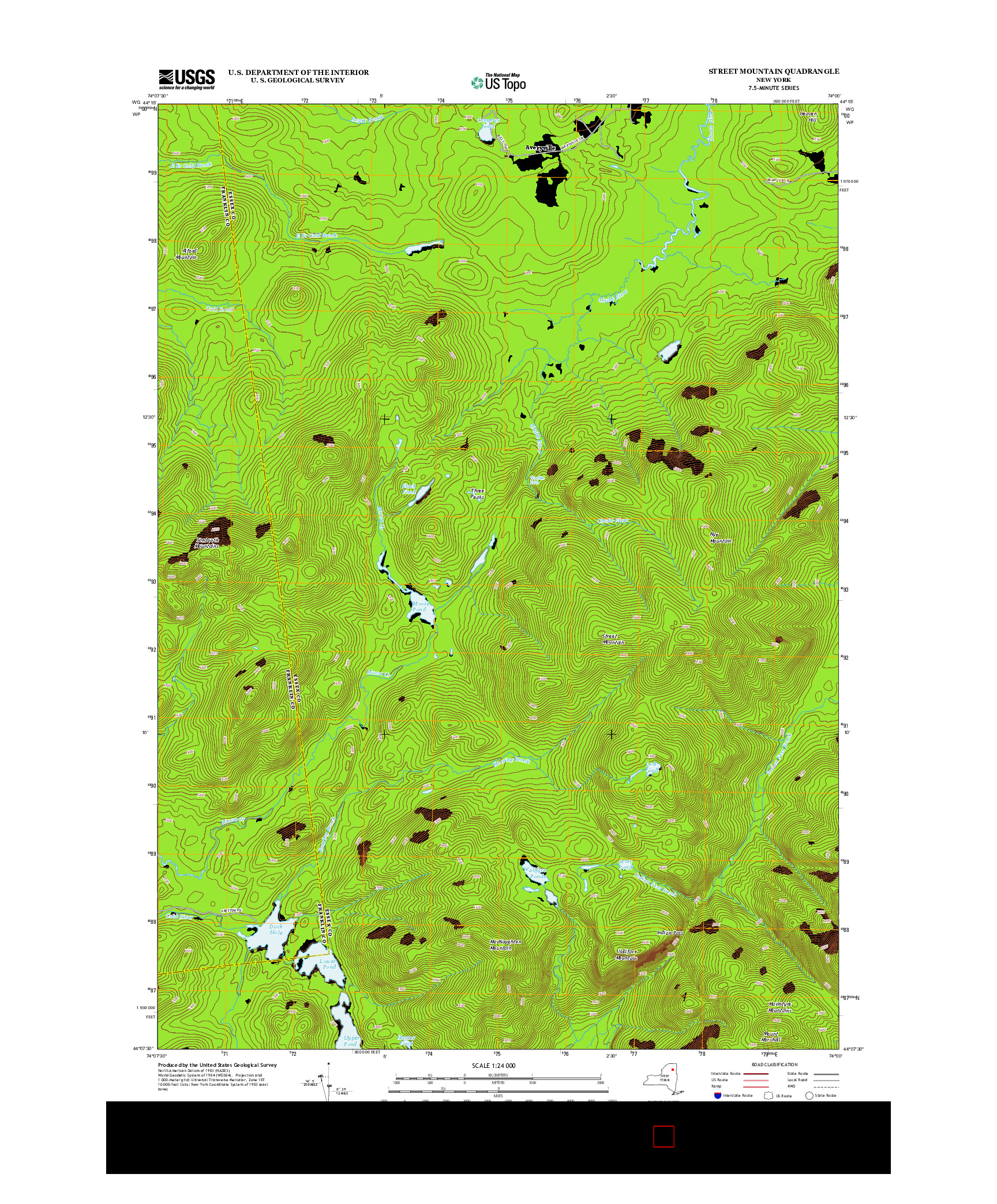 USGS US TOPO 7.5-MINUTE MAP FOR STREET MOUNTAIN, NY 2013