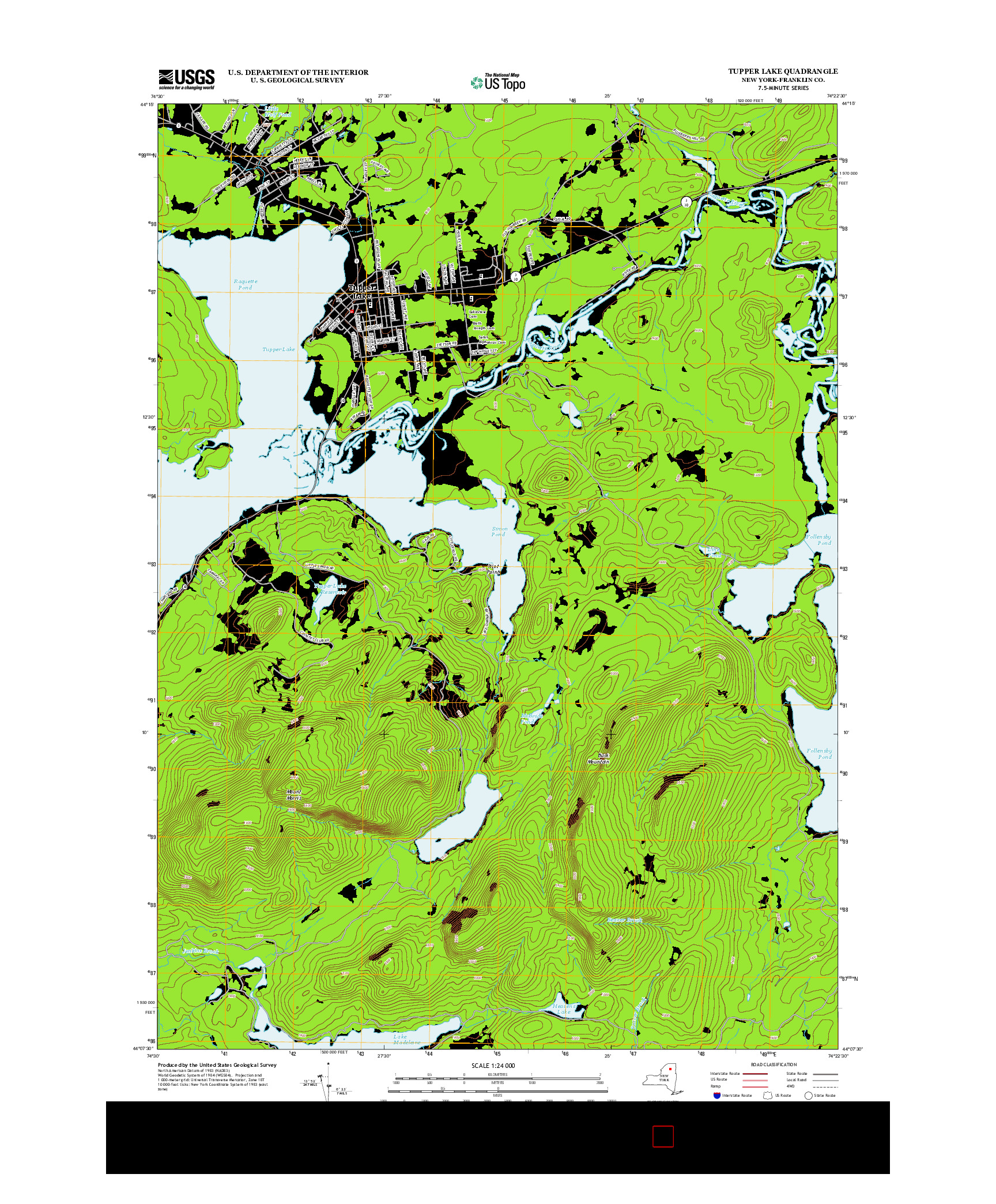 USGS US TOPO 7.5-MINUTE MAP FOR TUPPER LAKE, NY 2013