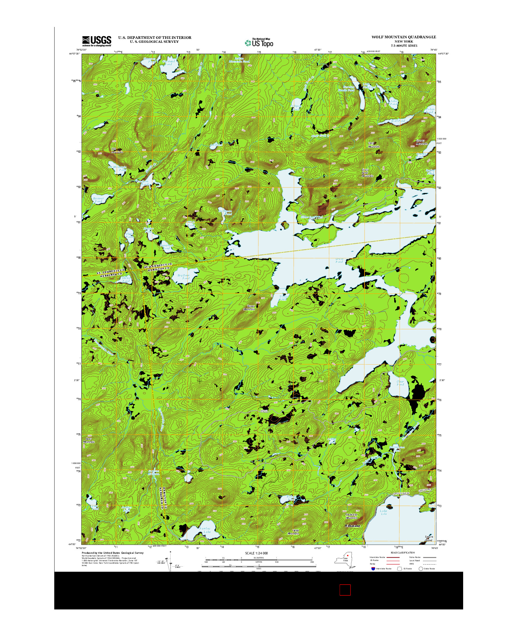 USGS US TOPO 7.5-MINUTE MAP FOR WOLF MOUNTAIN, NY 2013