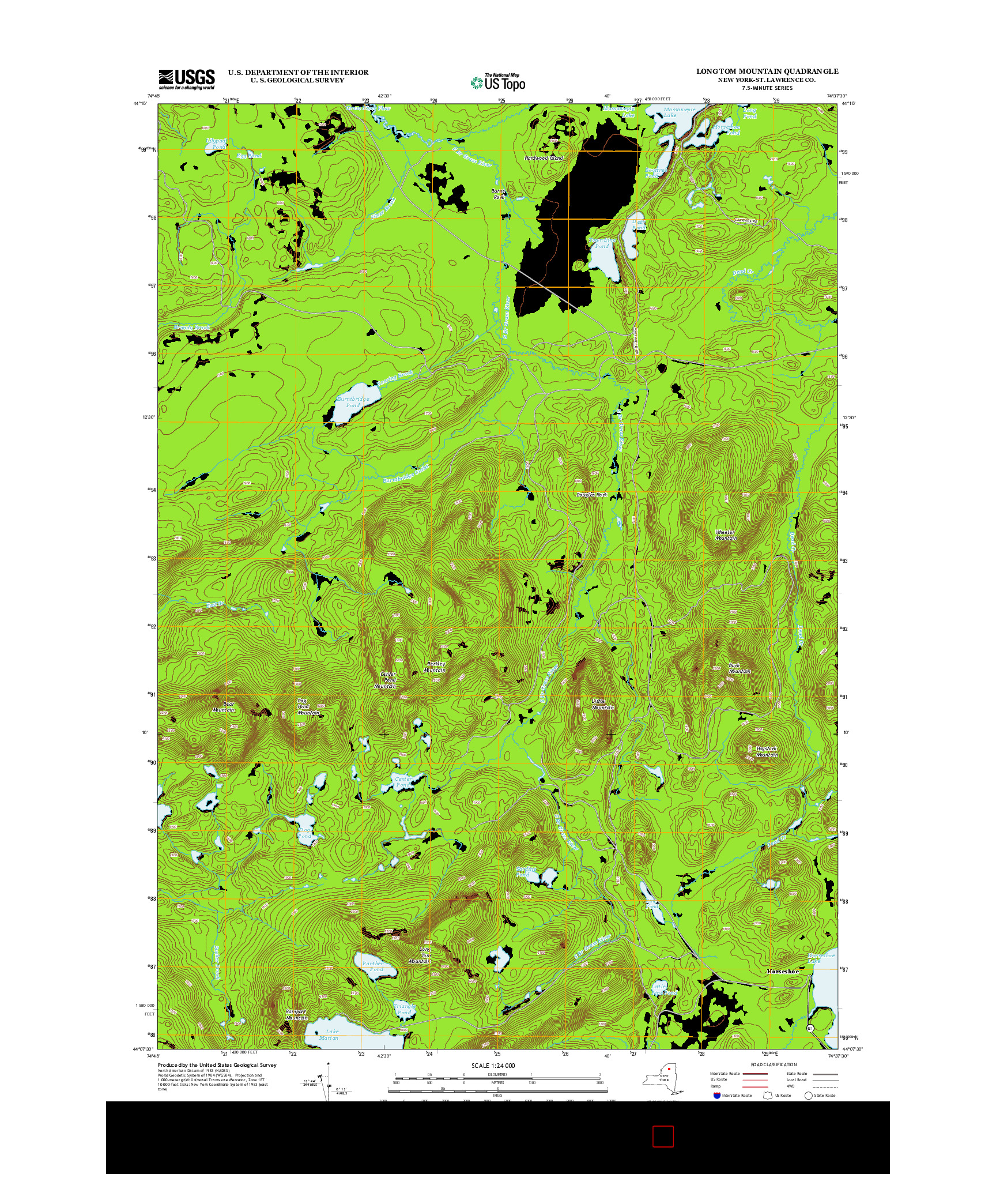 USGS US TOPO 7.5-MINUTE MAP FOR LONG TOM MOUNTAIN, NY 2013