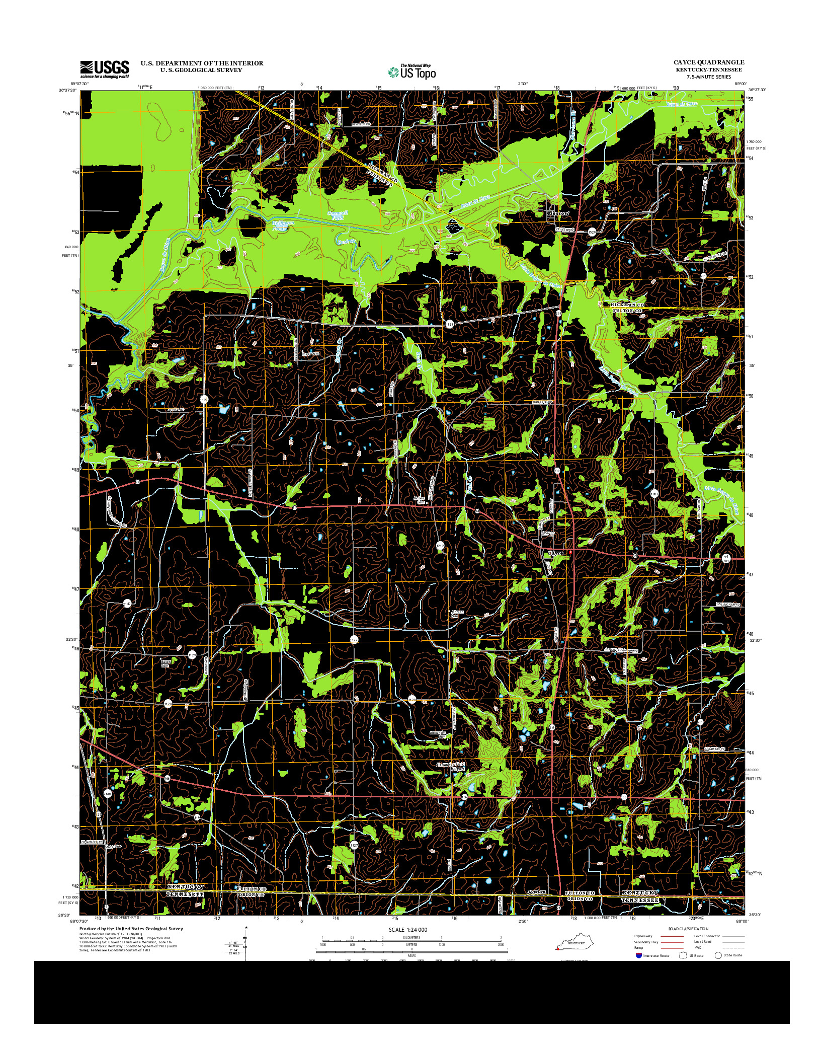 USGS US TOPO 7.5-MINUTE MAP FOR CAYCE, KY-TN 2013