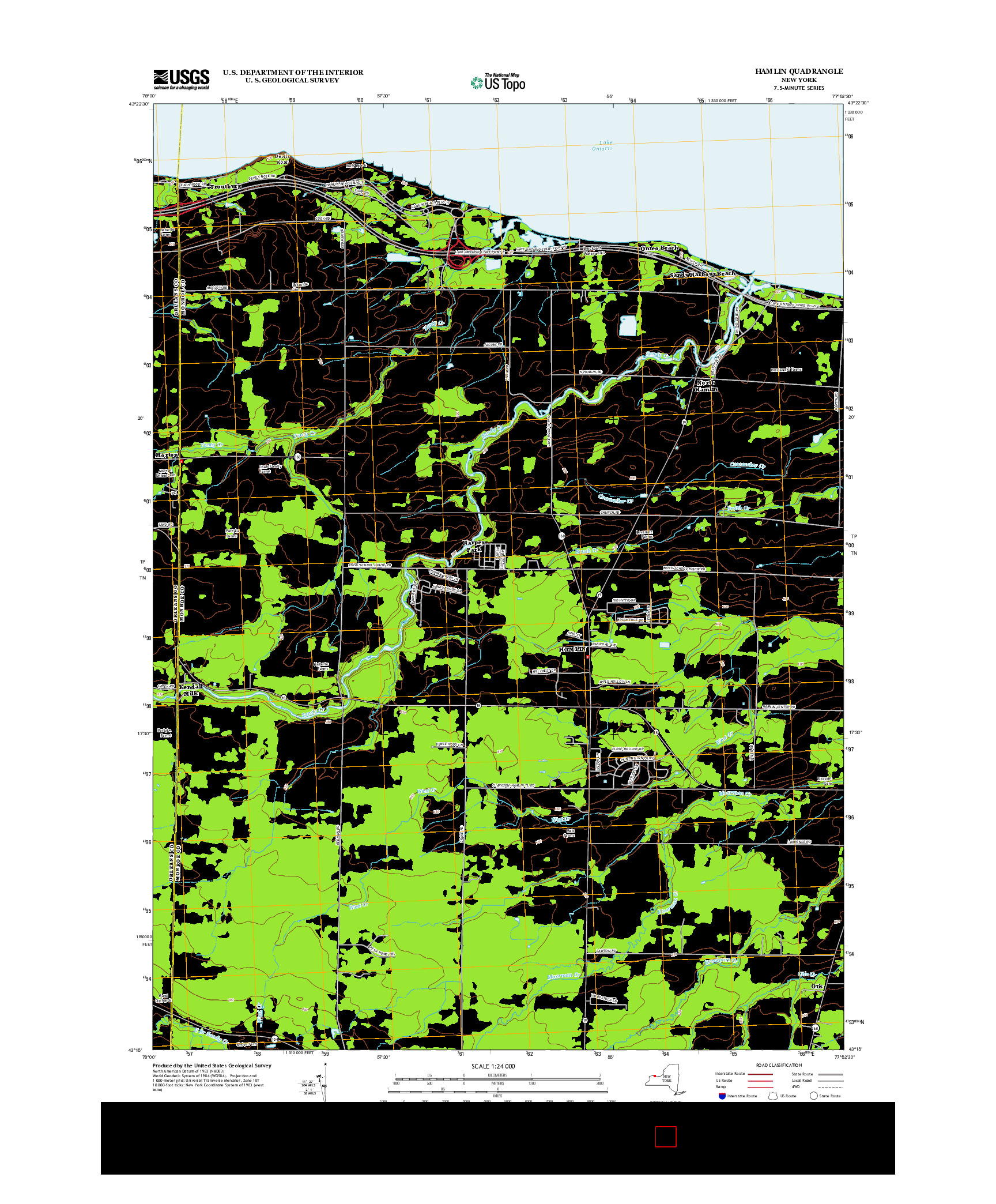 USGS US TOPO 7.5-MINUTE MAP FOR HAMLIN, NY 2013