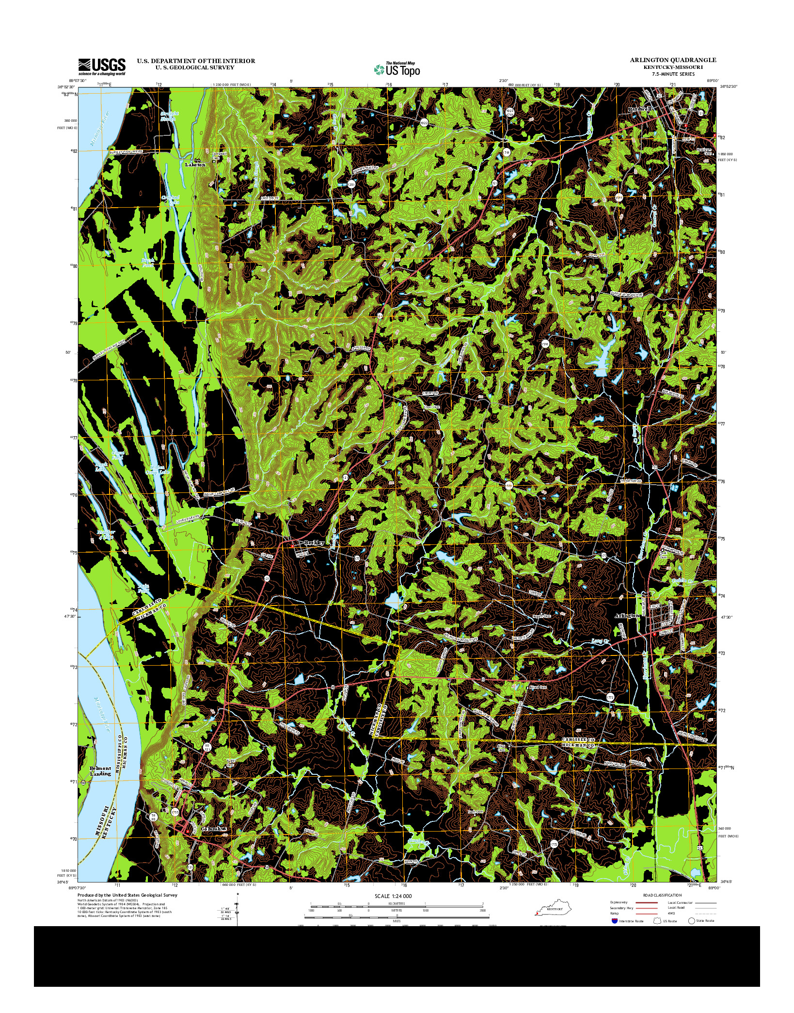 USGS US TOPO 7.5-MINUTE MAP FOR ARLINGTON, KY-MO 2013