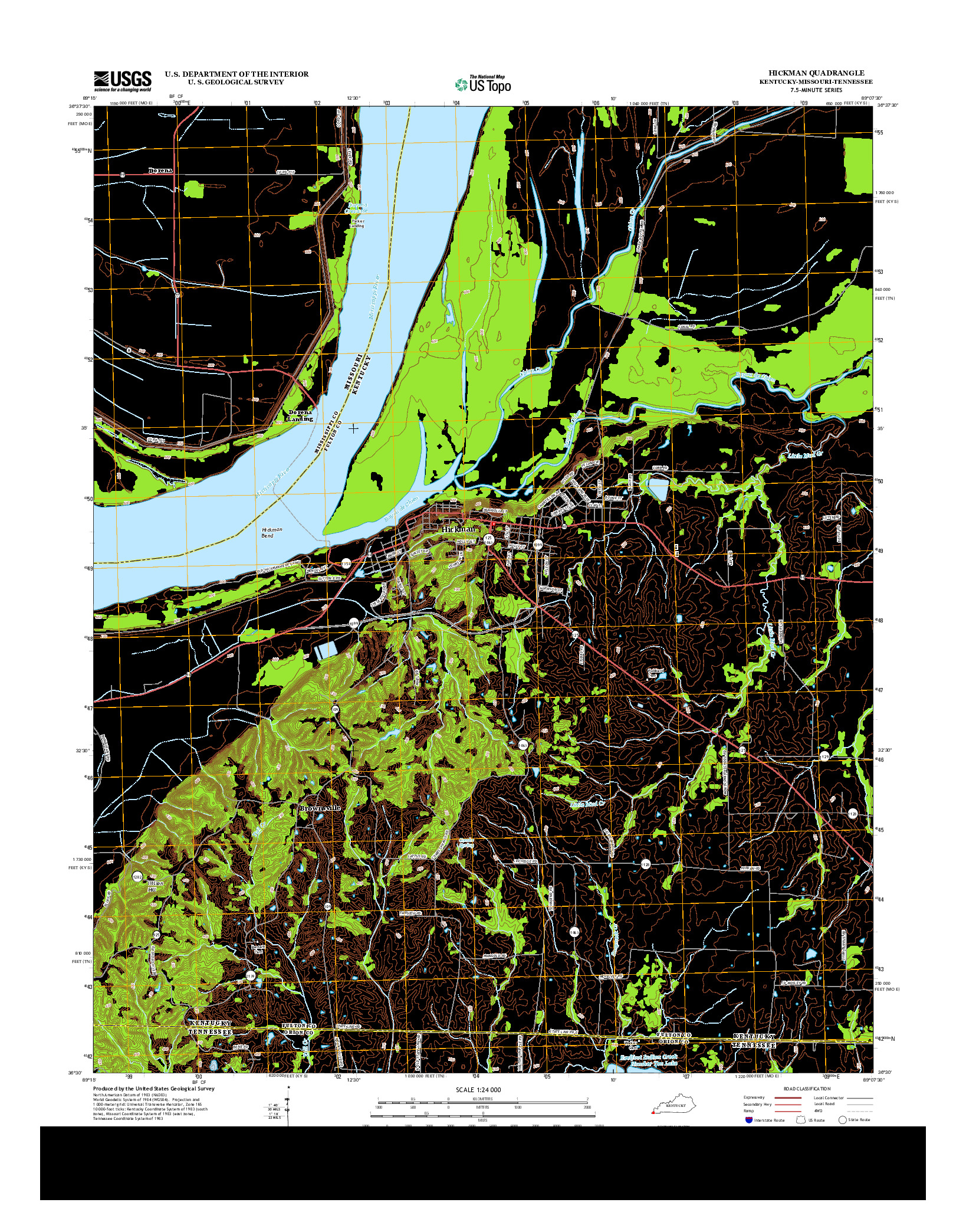 USGS US TOPO 7.5-MINUTE MAP FOR HICKMAN, KY-MO-TN 2013