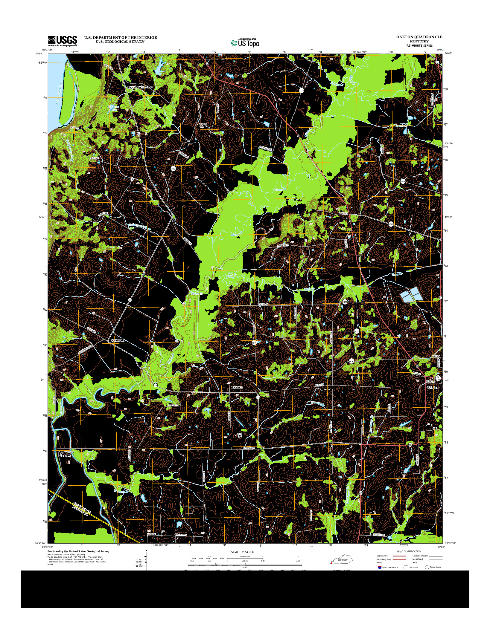 USGS US TOPO 7.5-MINUTE MAP FOR OAKTON, KY 2013