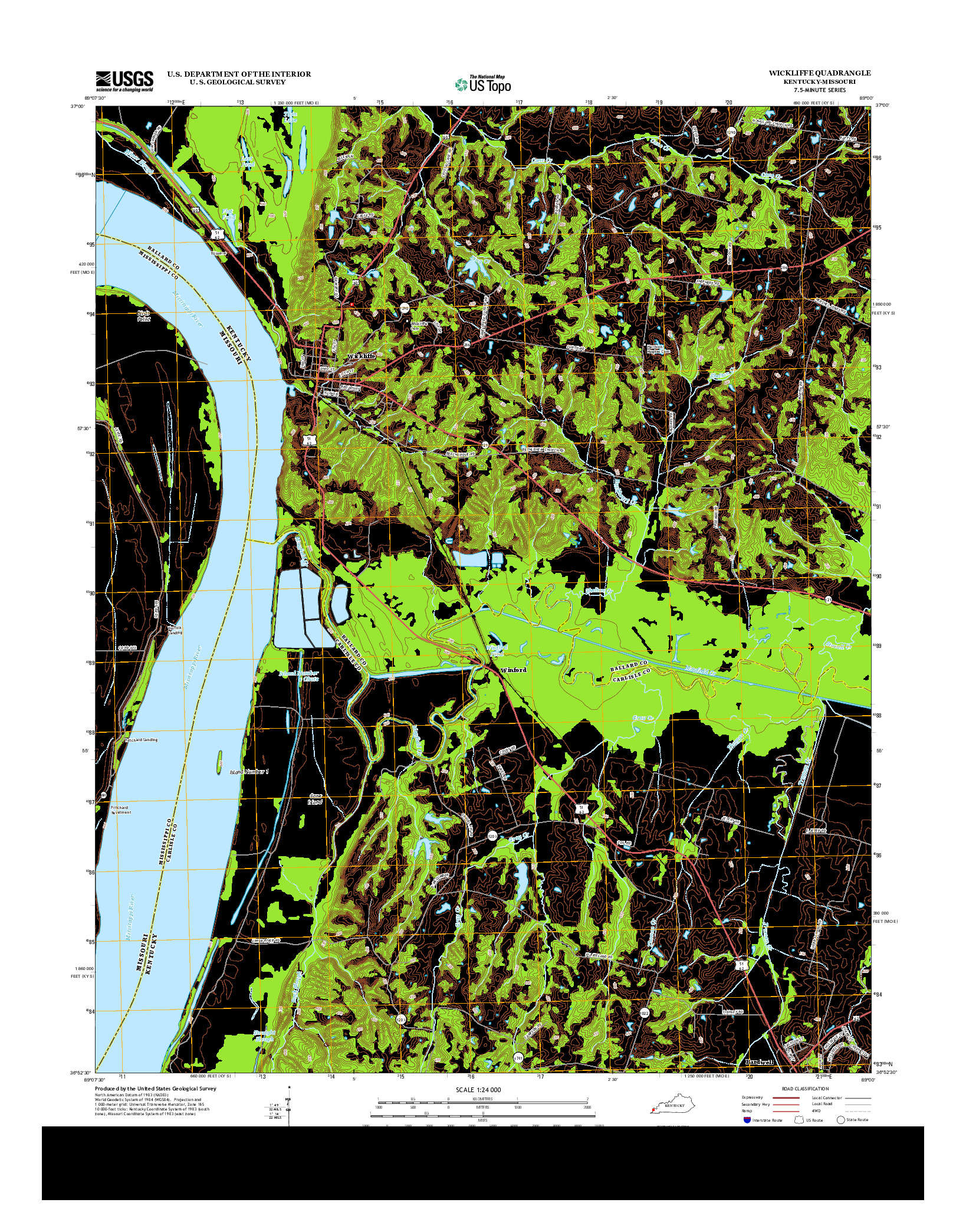 USGS US TOPO 7.5-MINUTE MAP FOR WICKLIFFE, KY-MO 2013