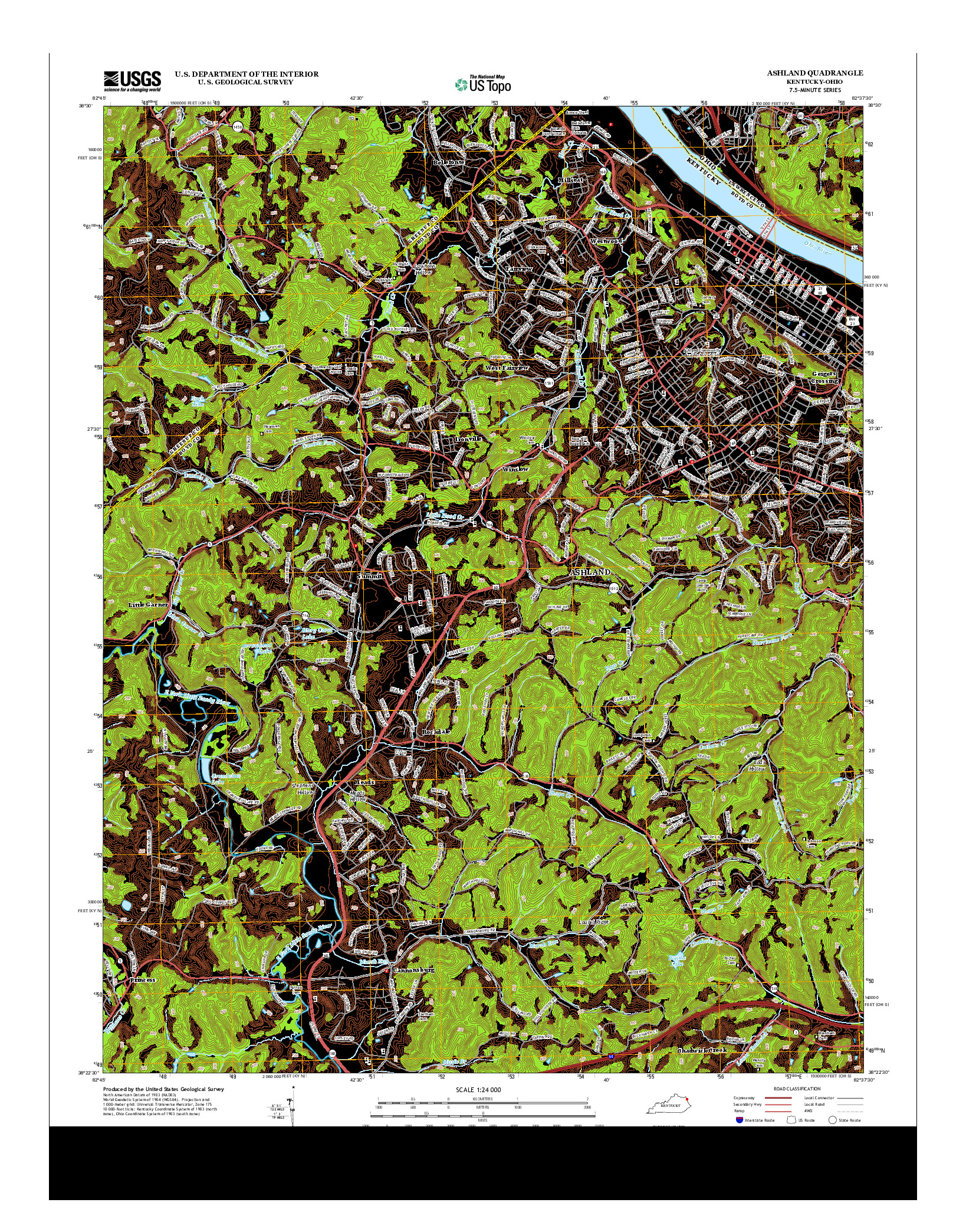 USGS US TOPO 7.5-MINUTE MAP FOR ASHLAND, KY-OH 2013