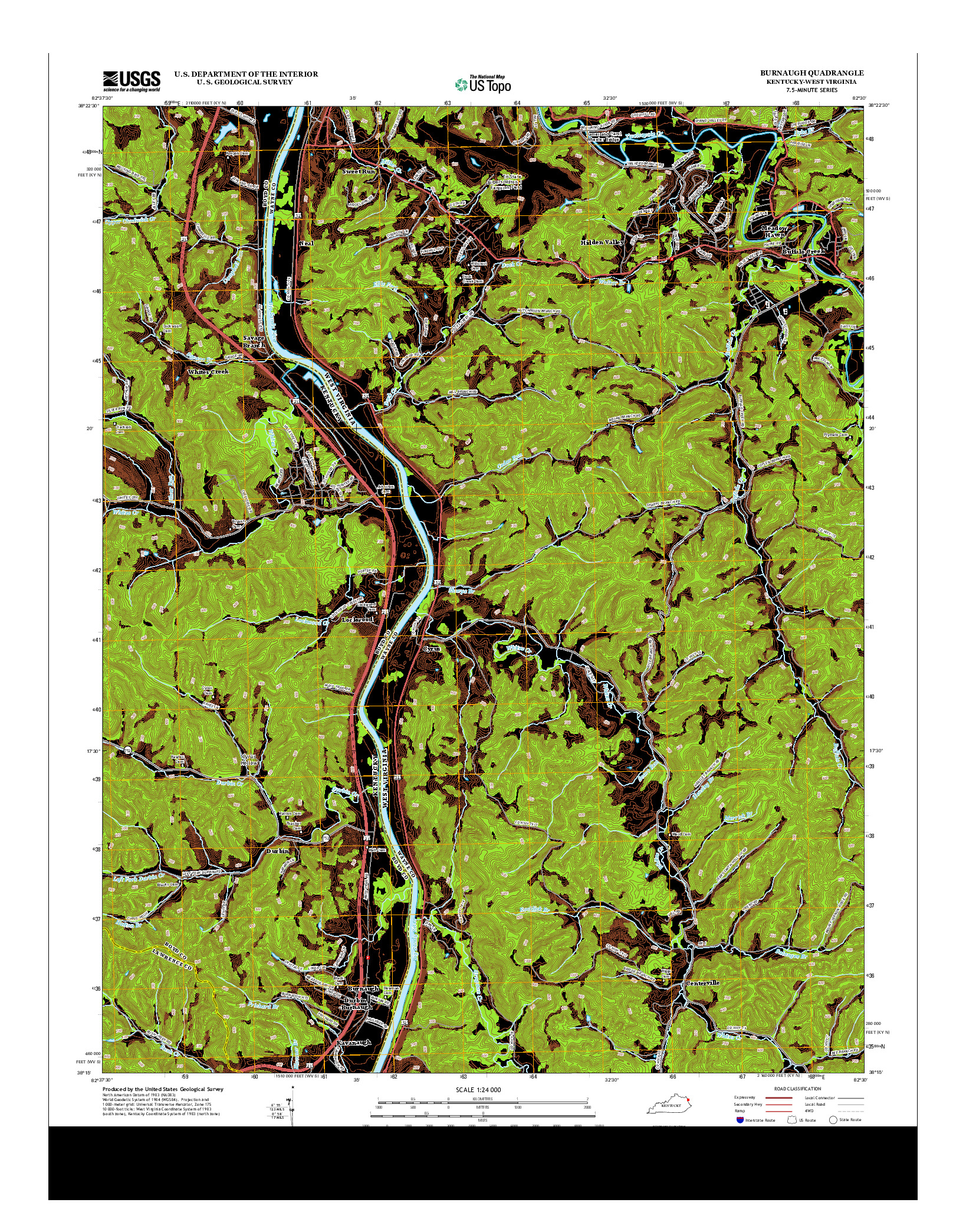 USGS US TOPO 7.5-MINUTE MAP FOR BURNAUGH, KY-WV 2013