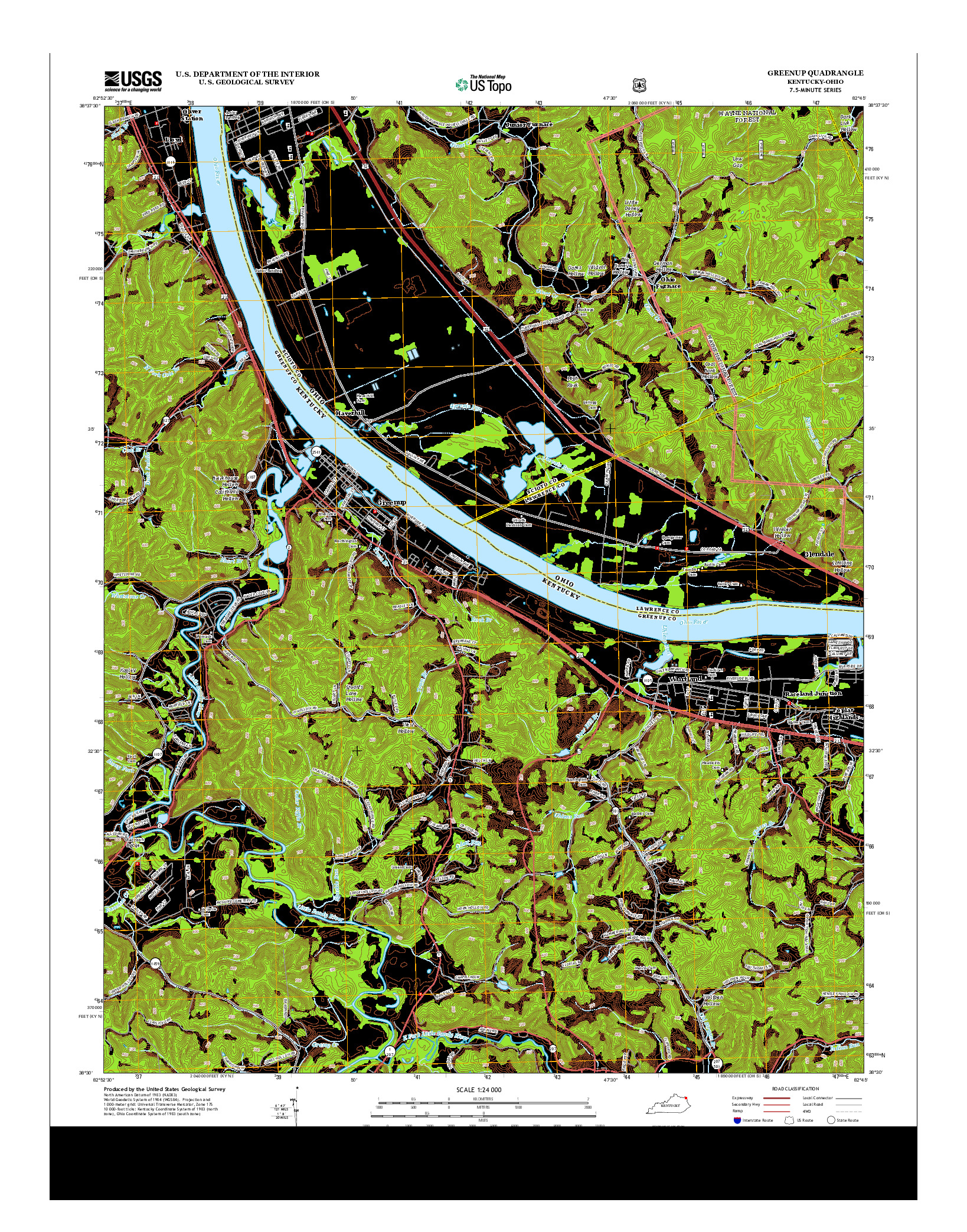 USGS US TOPO 7.5-MINUTE MAP FOR GREENUP, KY-OH 2013
