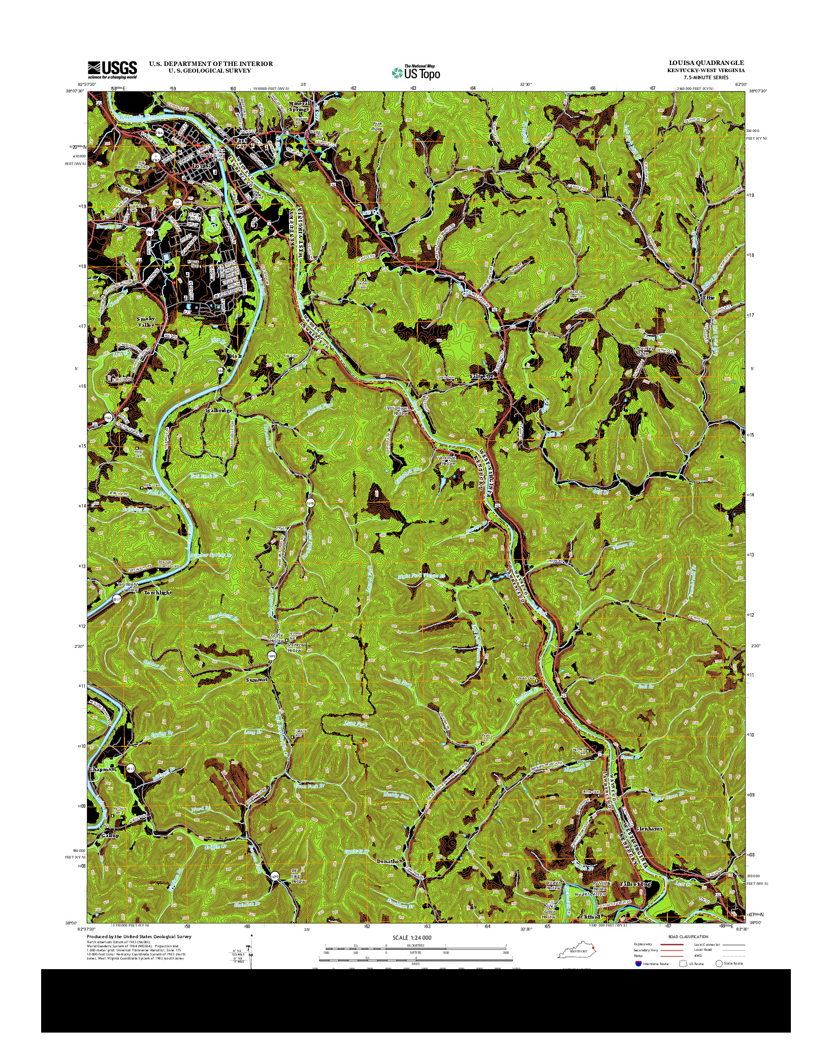 USGS US TOPO 7.5-MINUTE MAP FOR LOUISA, KY-WV 2013