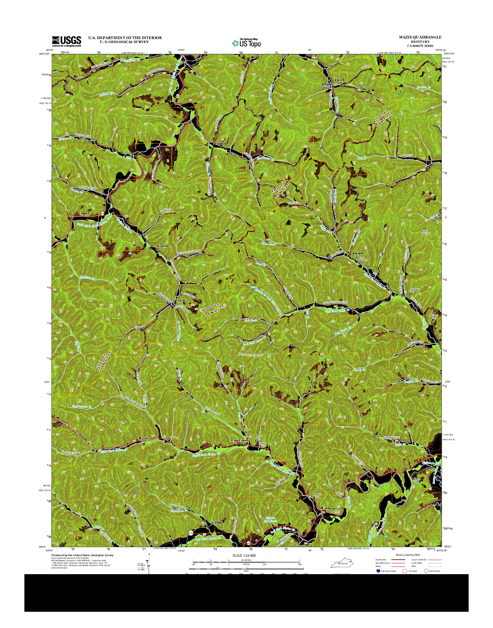 USGS US TOPO 7.5-MINUTE MAP FOR MAZIE, KY 2013