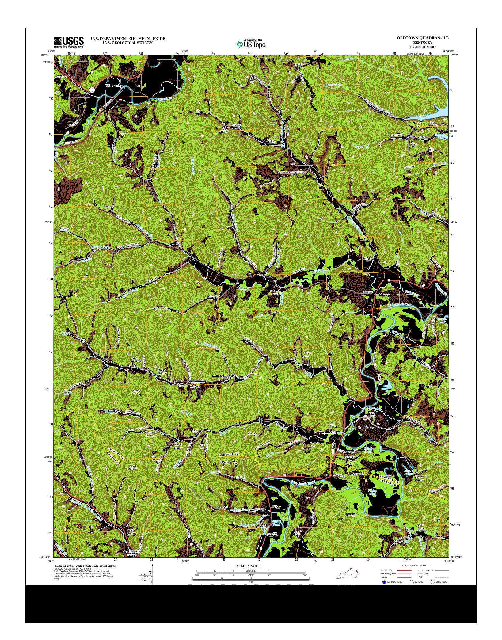 USGS US TOPO 7.5-MINUTE MAP FOR OLDTOWN, KY 2013