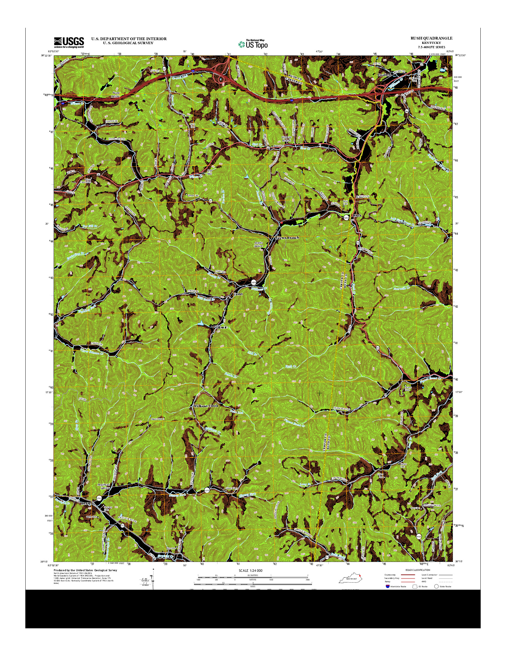 USGS US TOPO 7.5-MINUTE MAP FOR RUSH, KY 2013