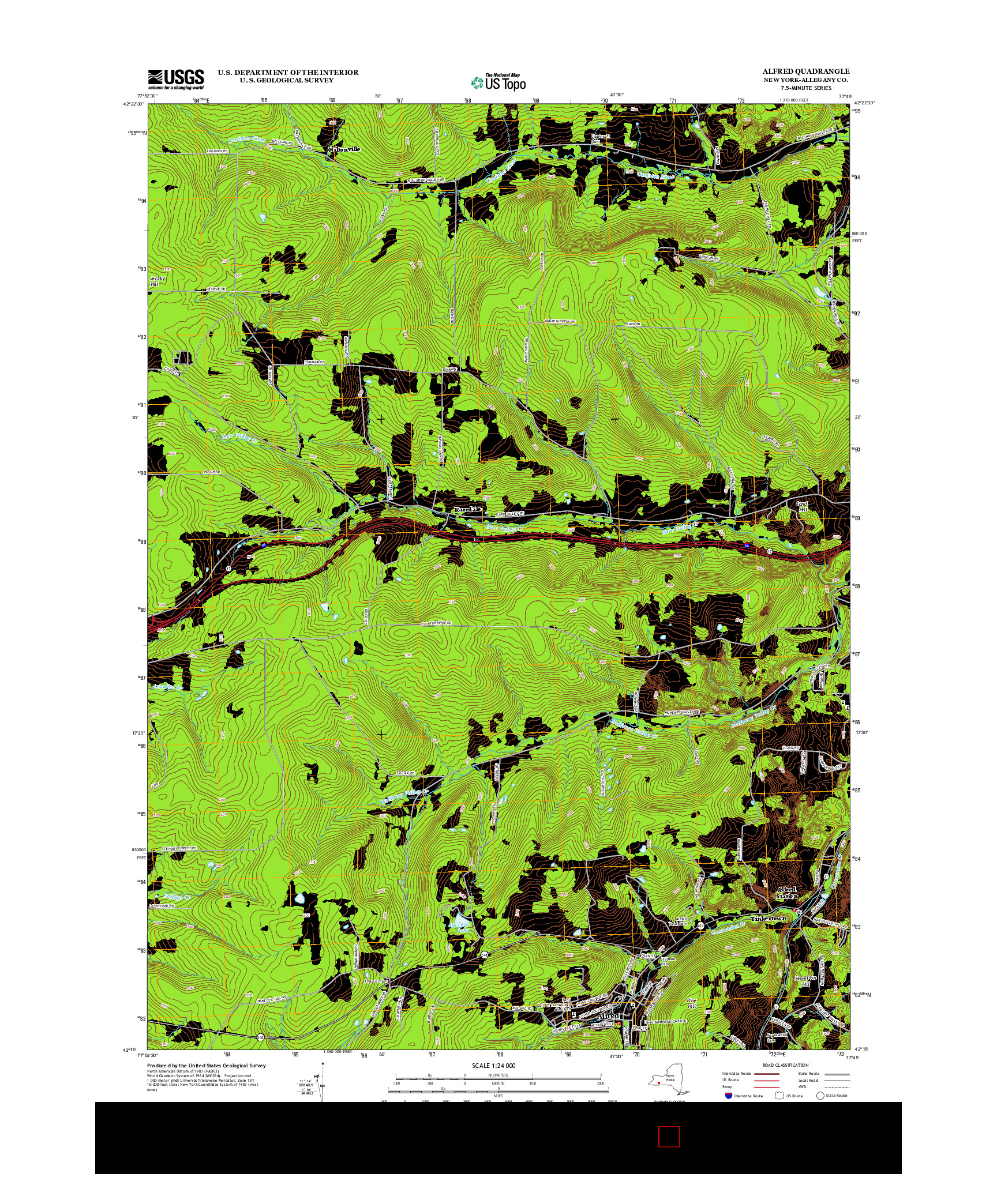 USGS US TOPO 7.5-MINUTE MAP FOR ALFRED, NY 2013