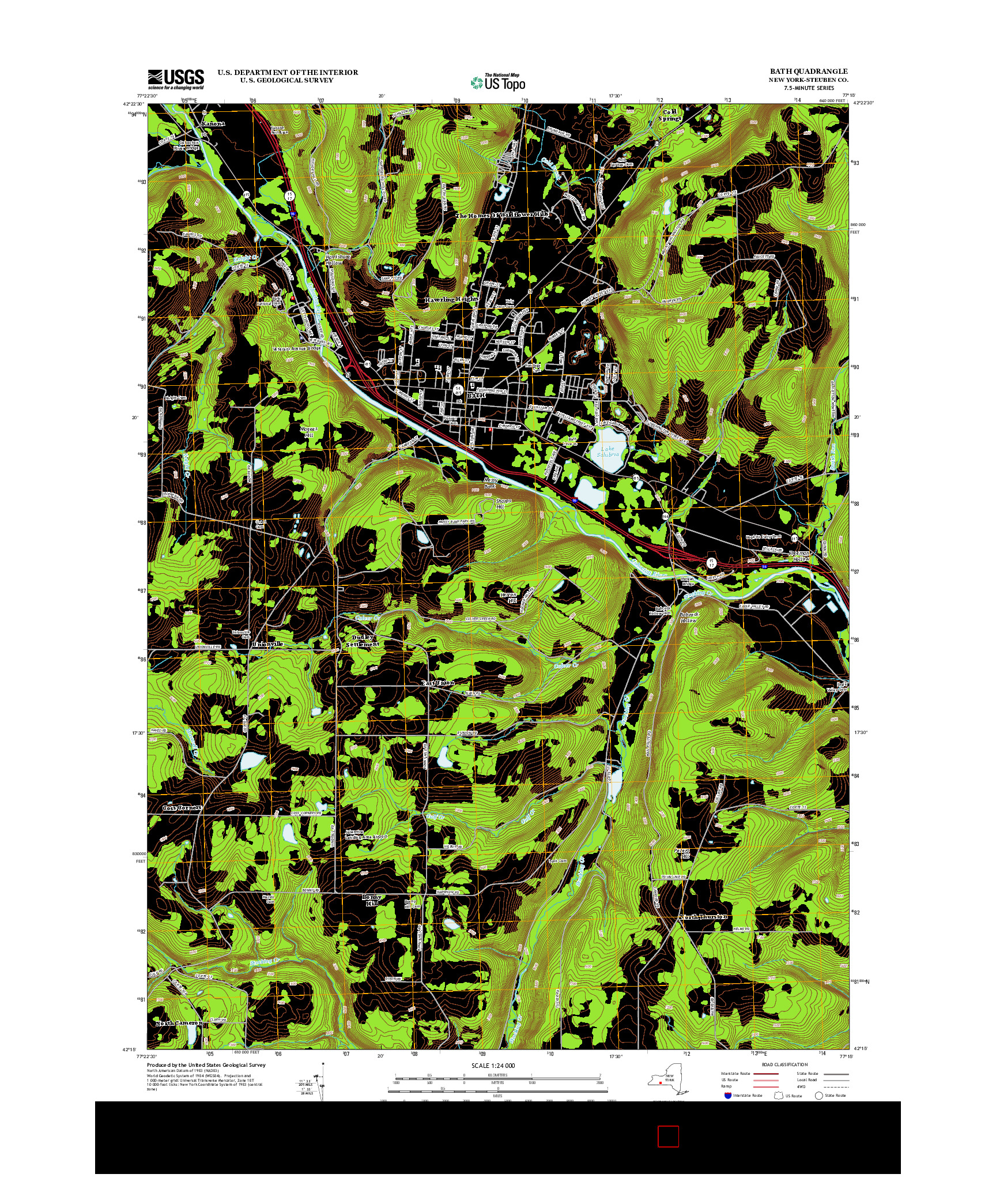 USGS US TOPO 7.5-MINUTE MAP FOR BATH, NY 2013