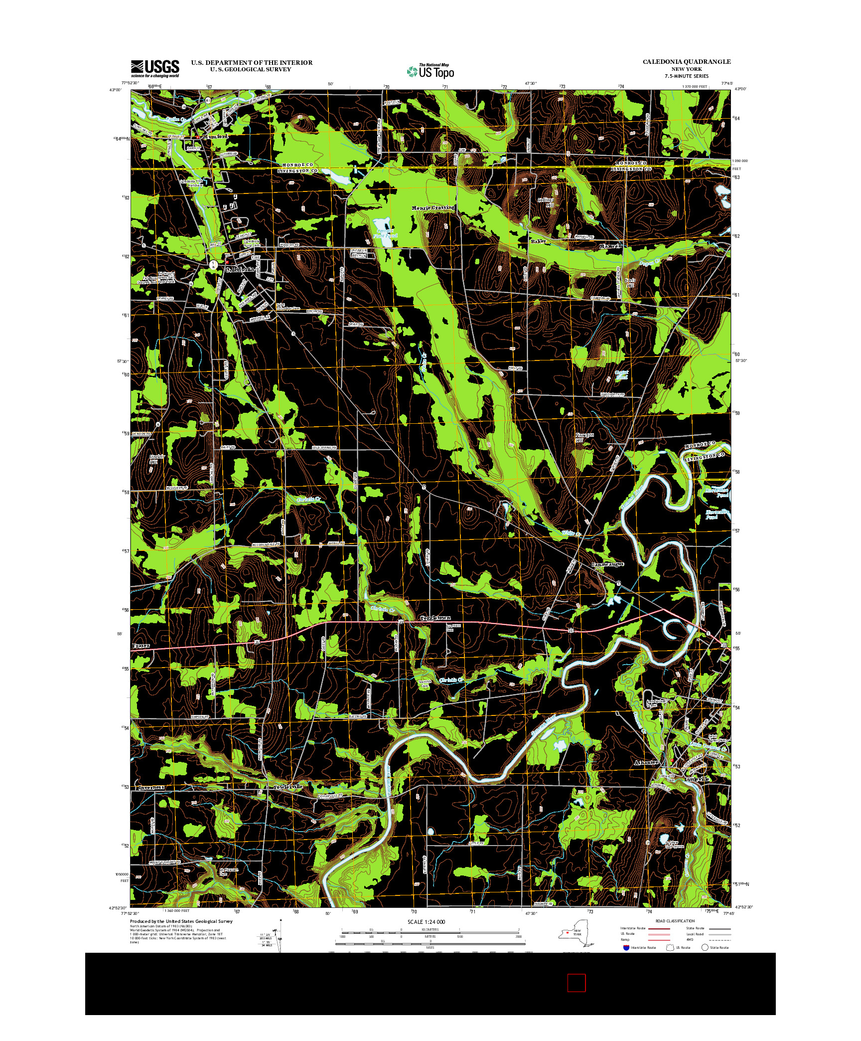 USGS US TOPO 7.5-MINUTE MAP FOR CALEDONIA, NY 2013