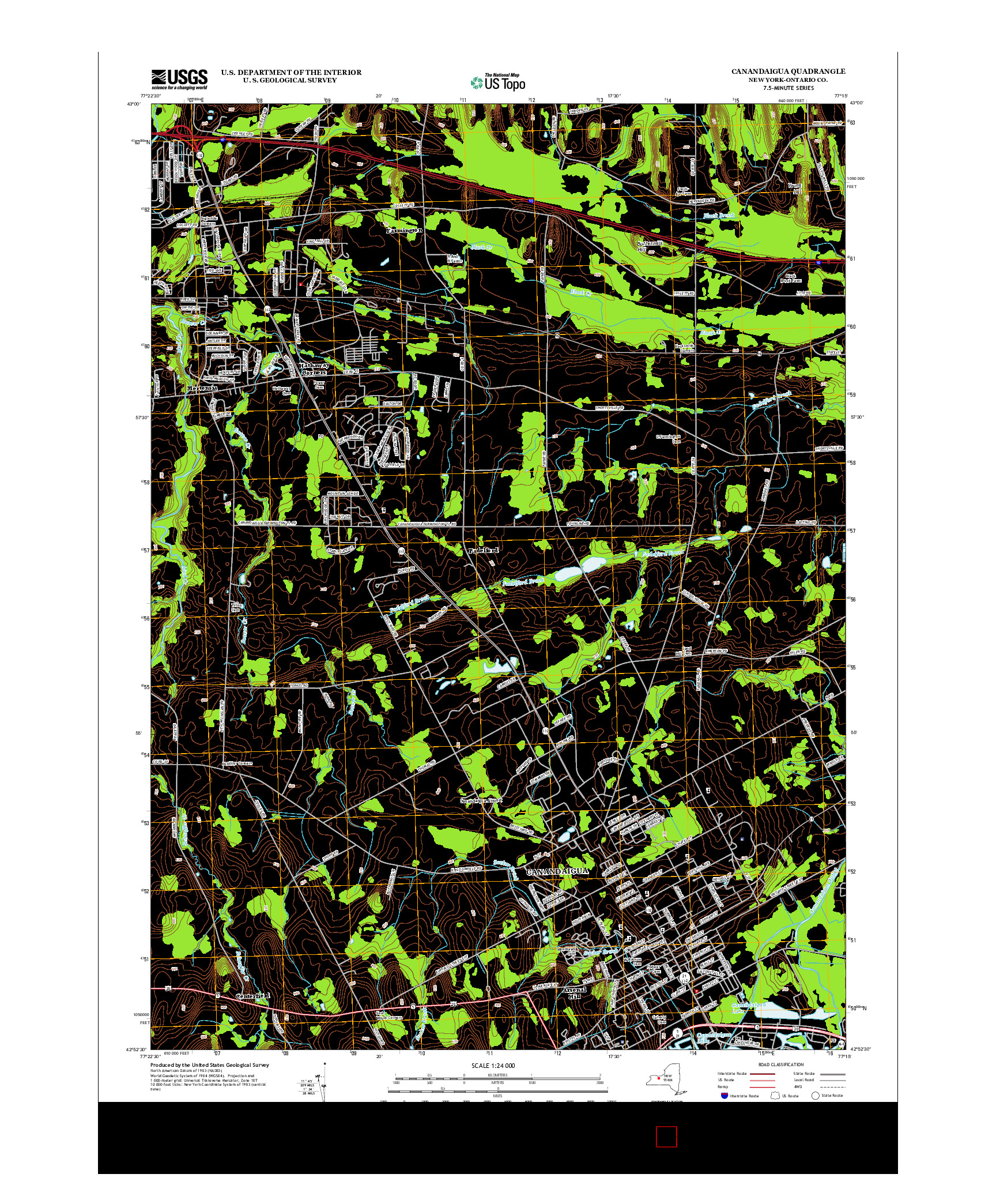 USGS US TOPO 7.5-MINUTE MAP FOR CANANDAIGUA, NY 2013