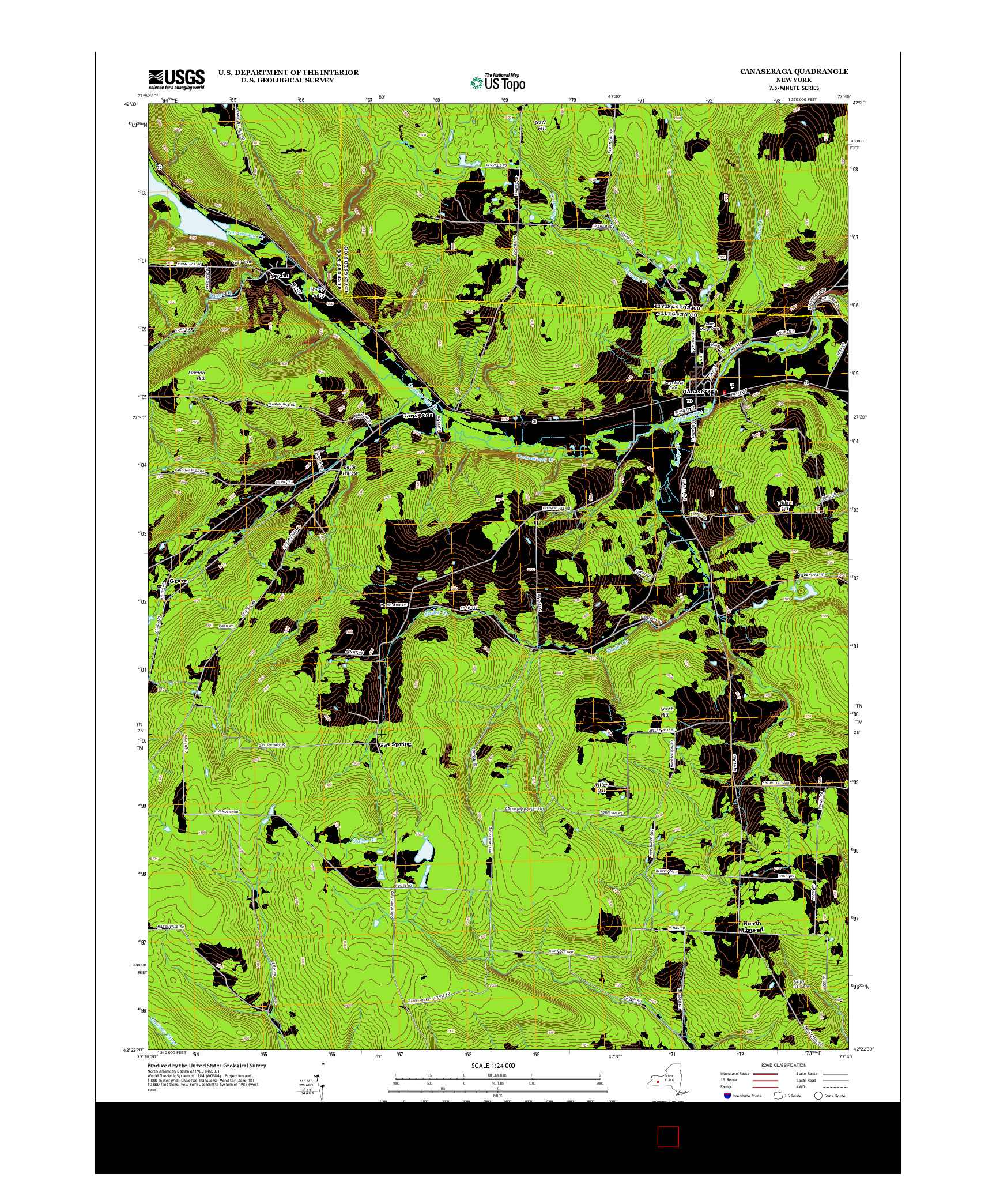 USGS US TOPO 7.5-MINUTE MAP FOR CANASERAGA, NY 2013