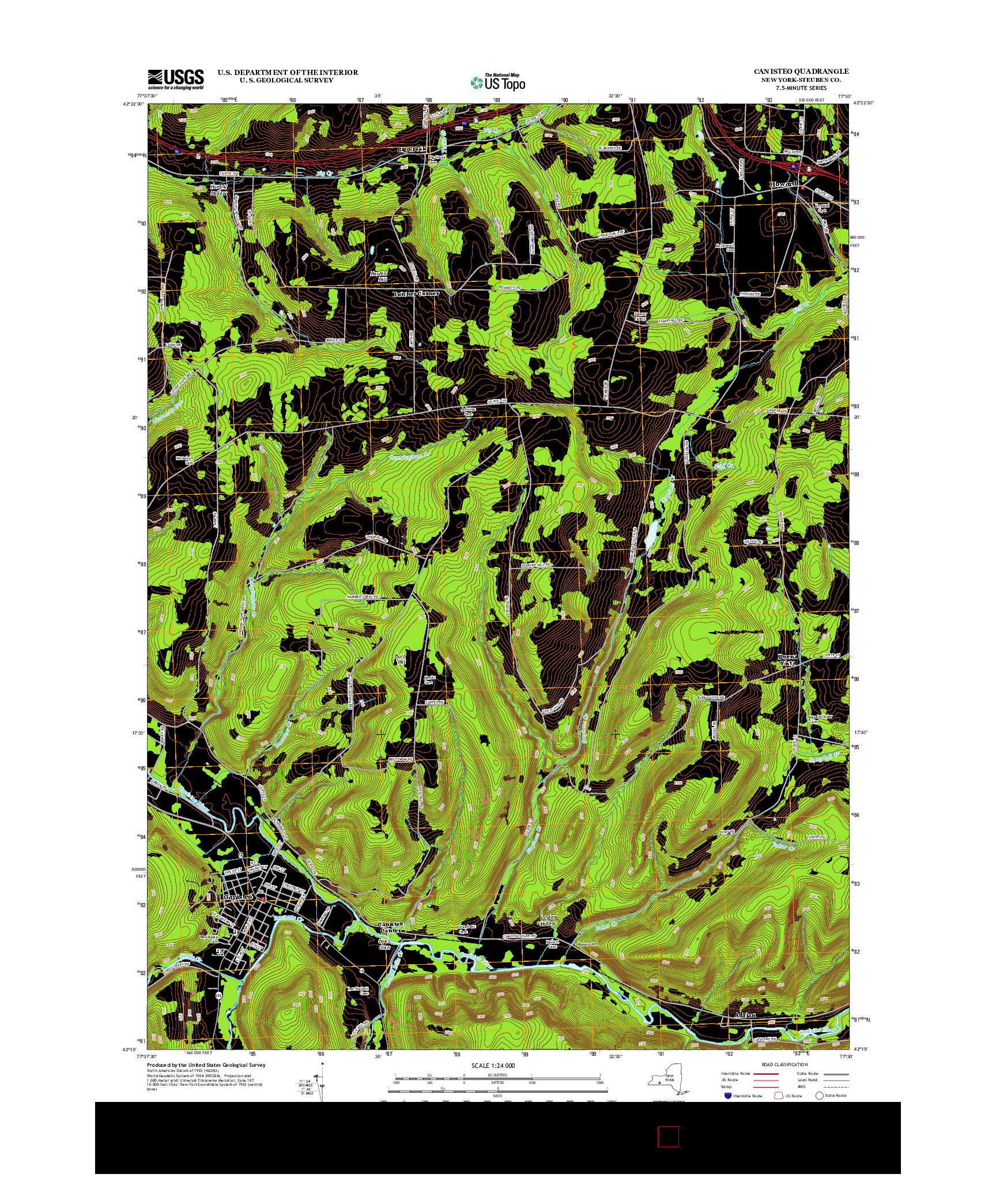 USGS US TOPO 7.5-MINUTE MAP FOR CANISTEO, NY 2013