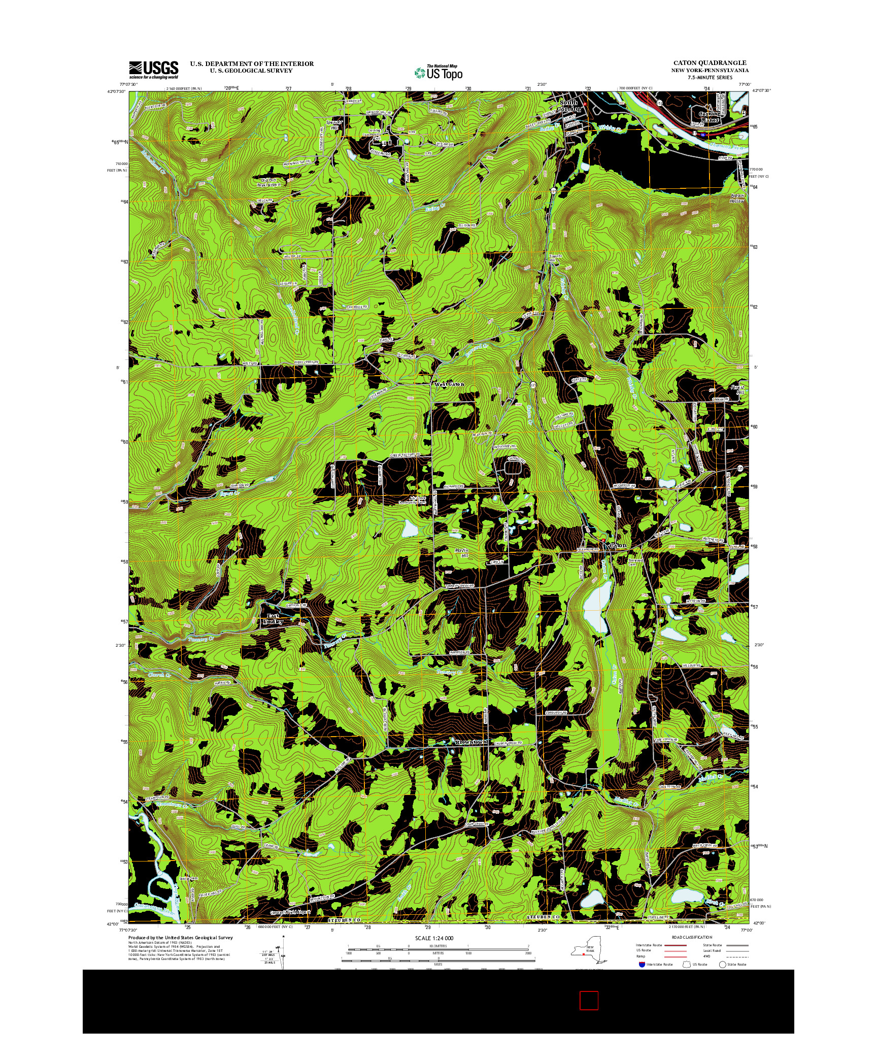 USGS US TOPO 7.5-MINUTE MAP FOR CATON, NY-PA 2013