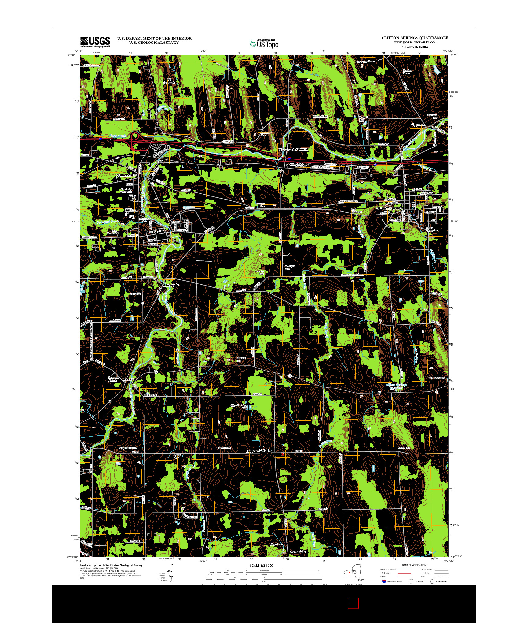 USGS US TOPO 7.5-MINUTE MAP FOR CLIFTON SPRINGS, NY 2013