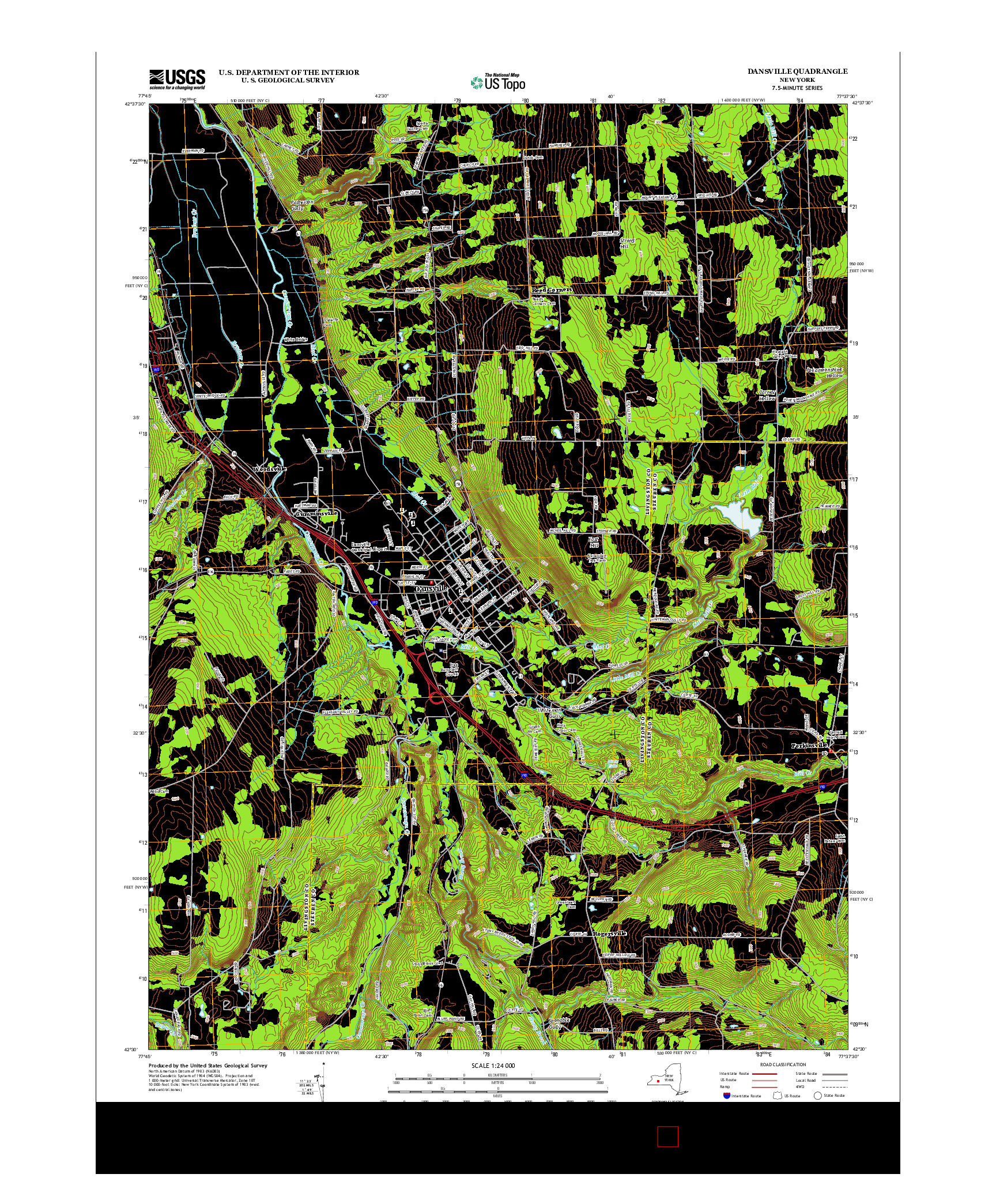 USGS US TOPO 7.5-MINUTE MAP FOR DANSVILLE, NY 2013