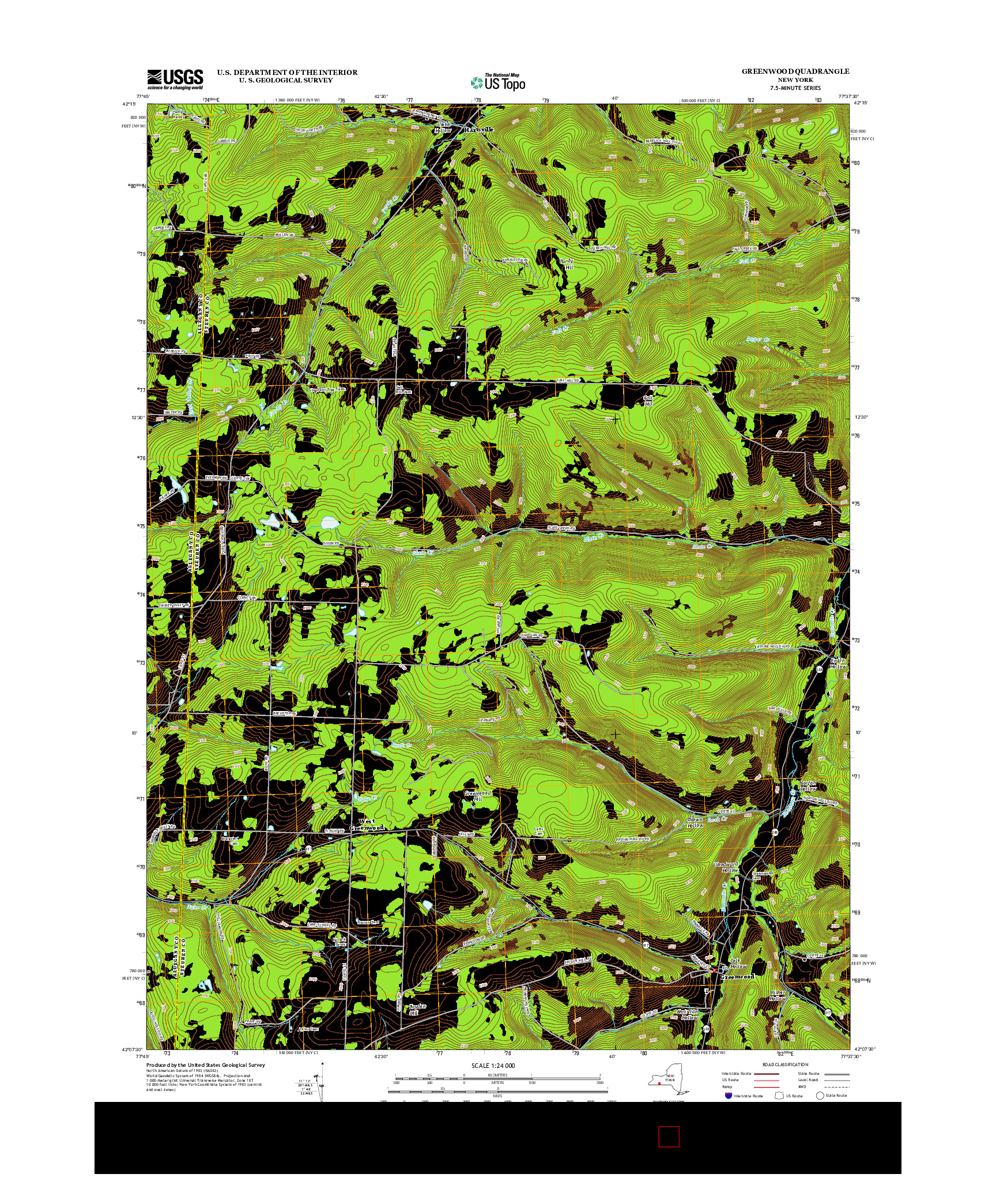USGS US TOPO 7.5-MINUTE MAP FOR GREENWOOD, NY 2013