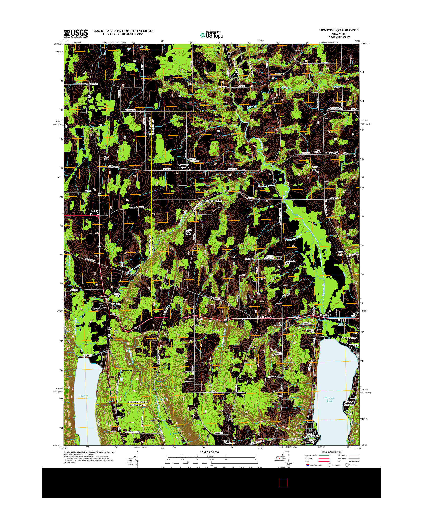 USGS US TOPO 7.5-MINUTE MAP FOR HONEOYE, NY 2013