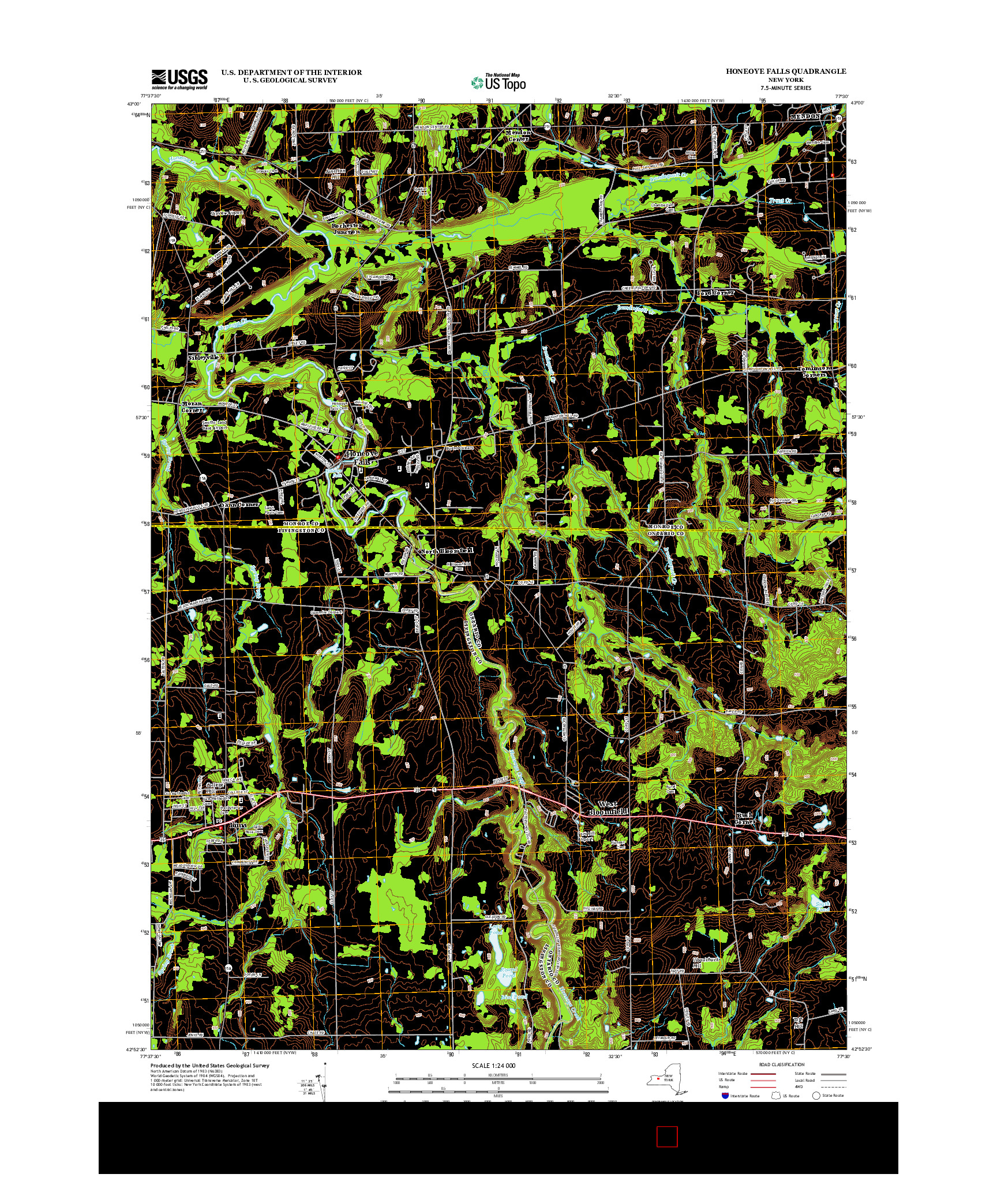 USGS US TOPO 7.5-MINUTE MAP FOR HONEOYE FALLS, NY 2013