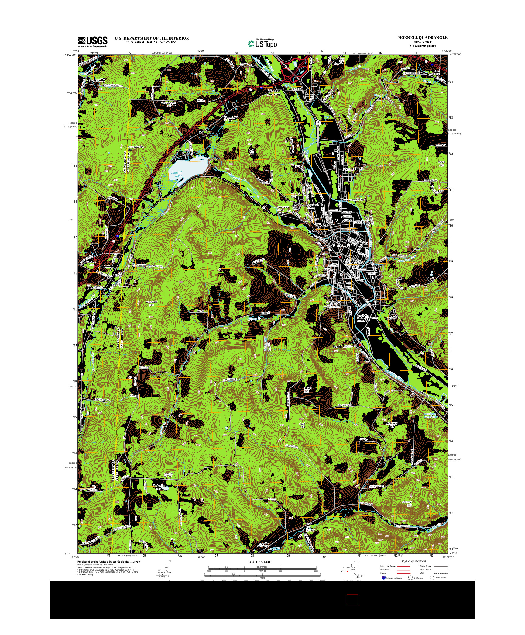 USGS US TOPO 7.5-MINUTE MAP FOR HORNELL, NY 2013