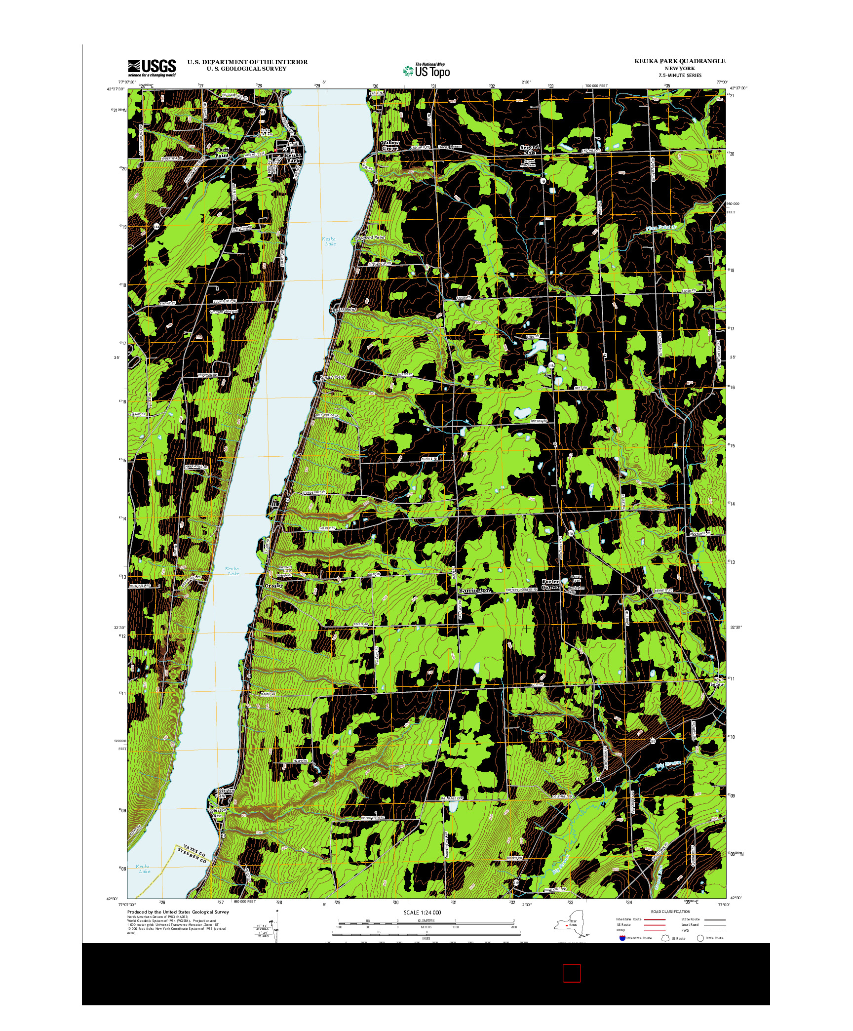 USGS US TOPO 7.5-MINUTE MAP FOR KEUKA PARK, NY 2013