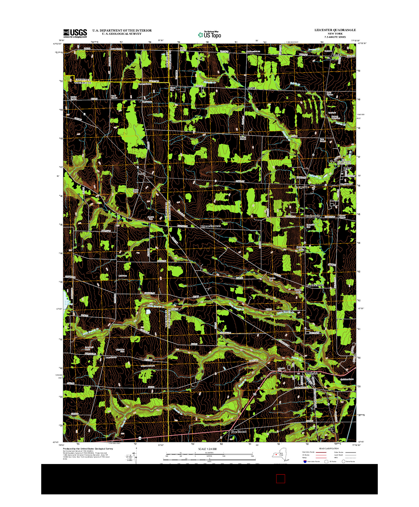 USGS US TOPO 7.5-MINUTE MAP FOR LEICESTER, NY 2013