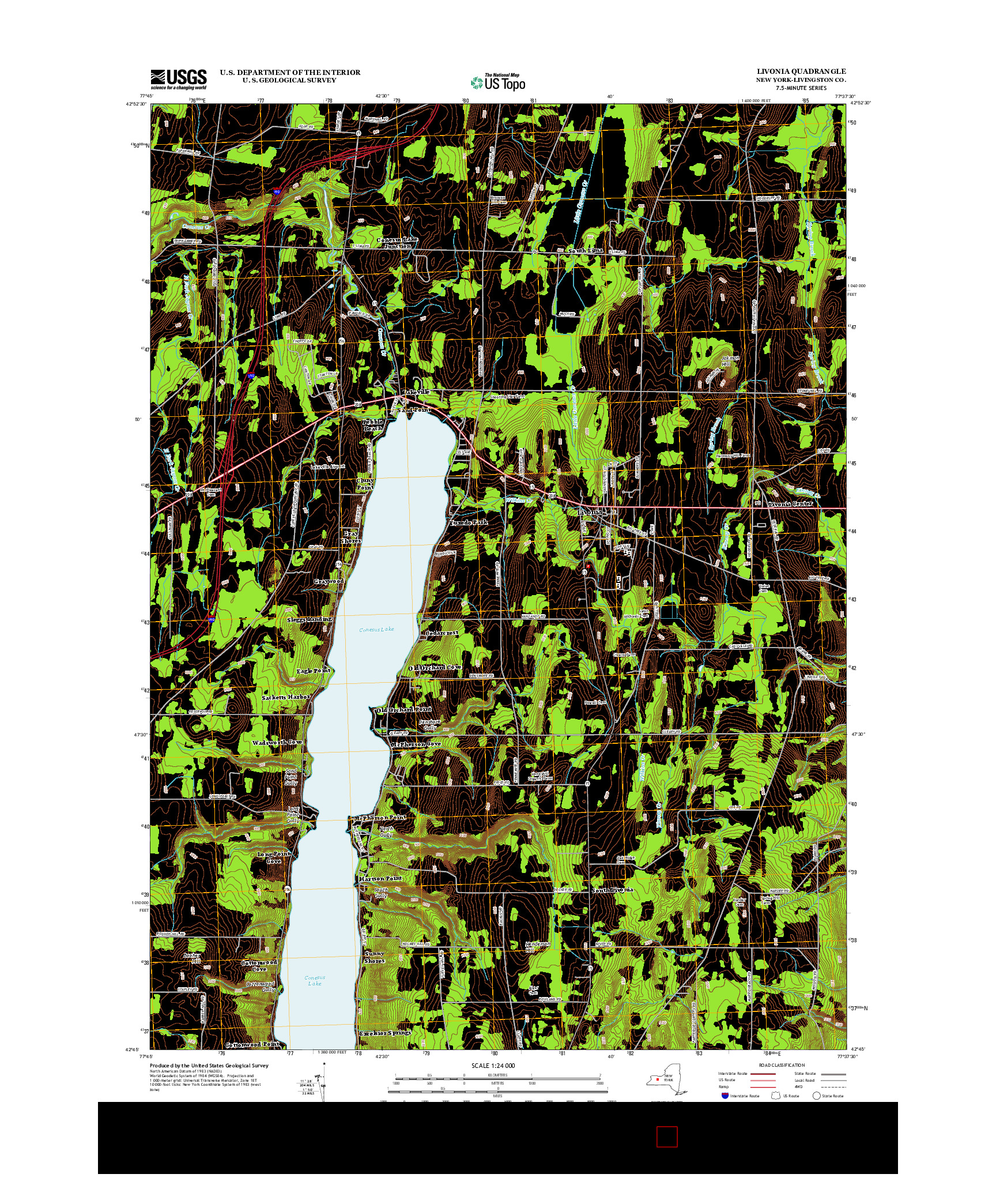 USGS US TOPO 7.5-MINUTE MAP FOR LIVONIA, NY 2013
