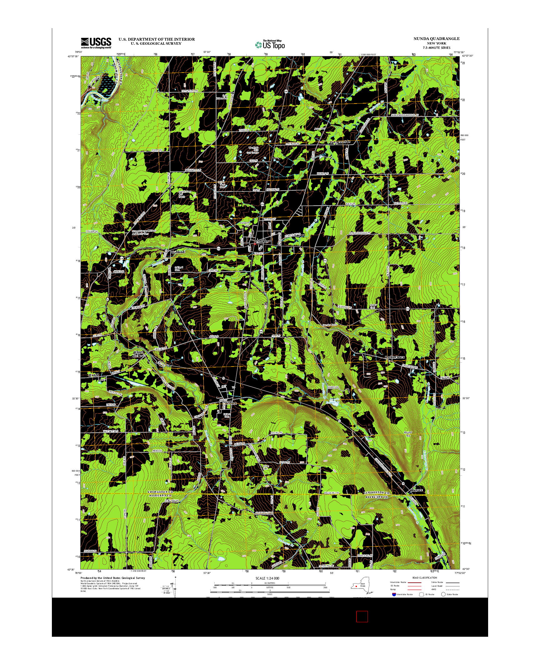 USGS US TOPO 7.5-MINUTE MAP FOR NUNDA, NY 2013