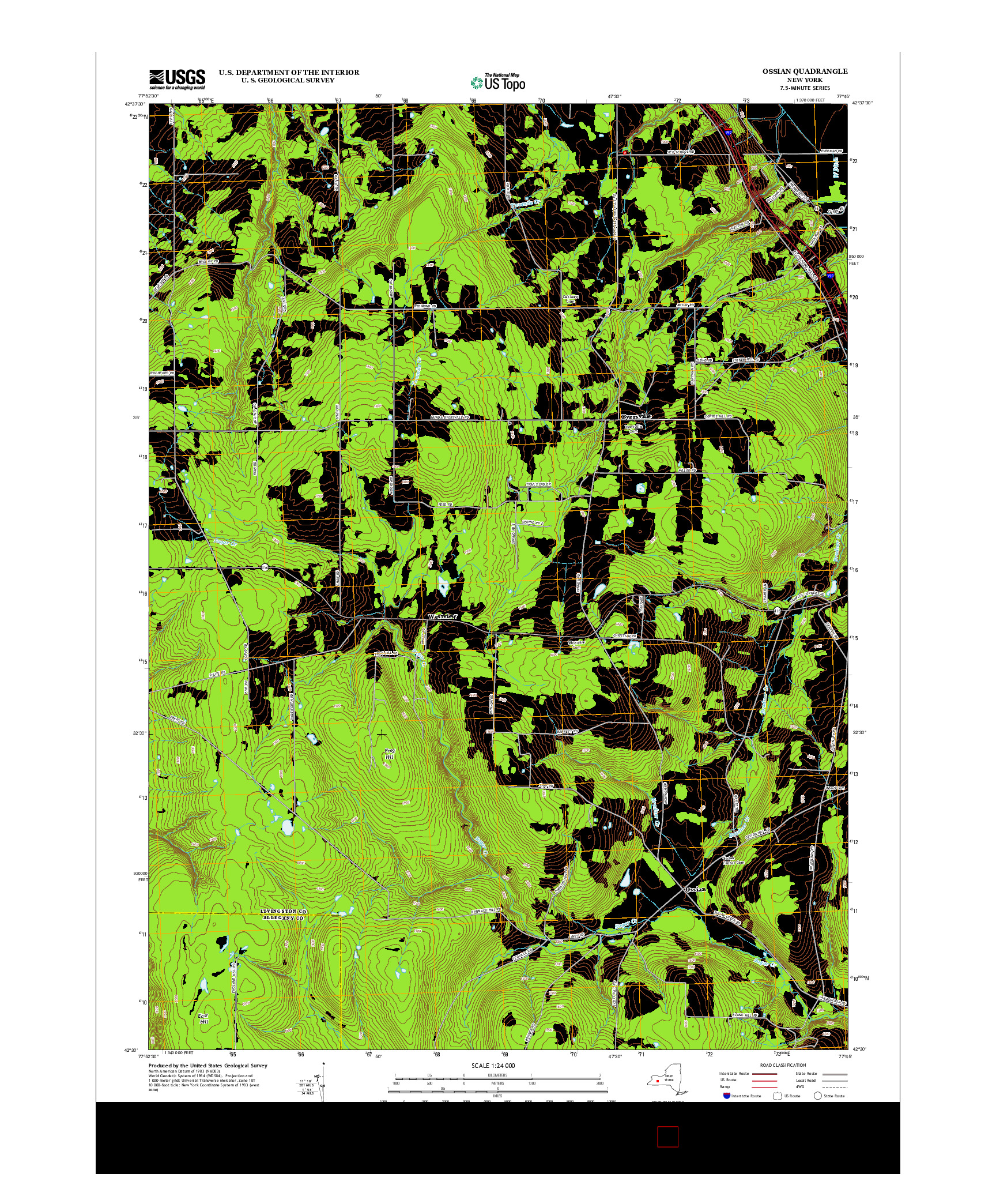 USGS US TOPO 7.5-MINUTE MAP FOR OSSIAN, NY 2013