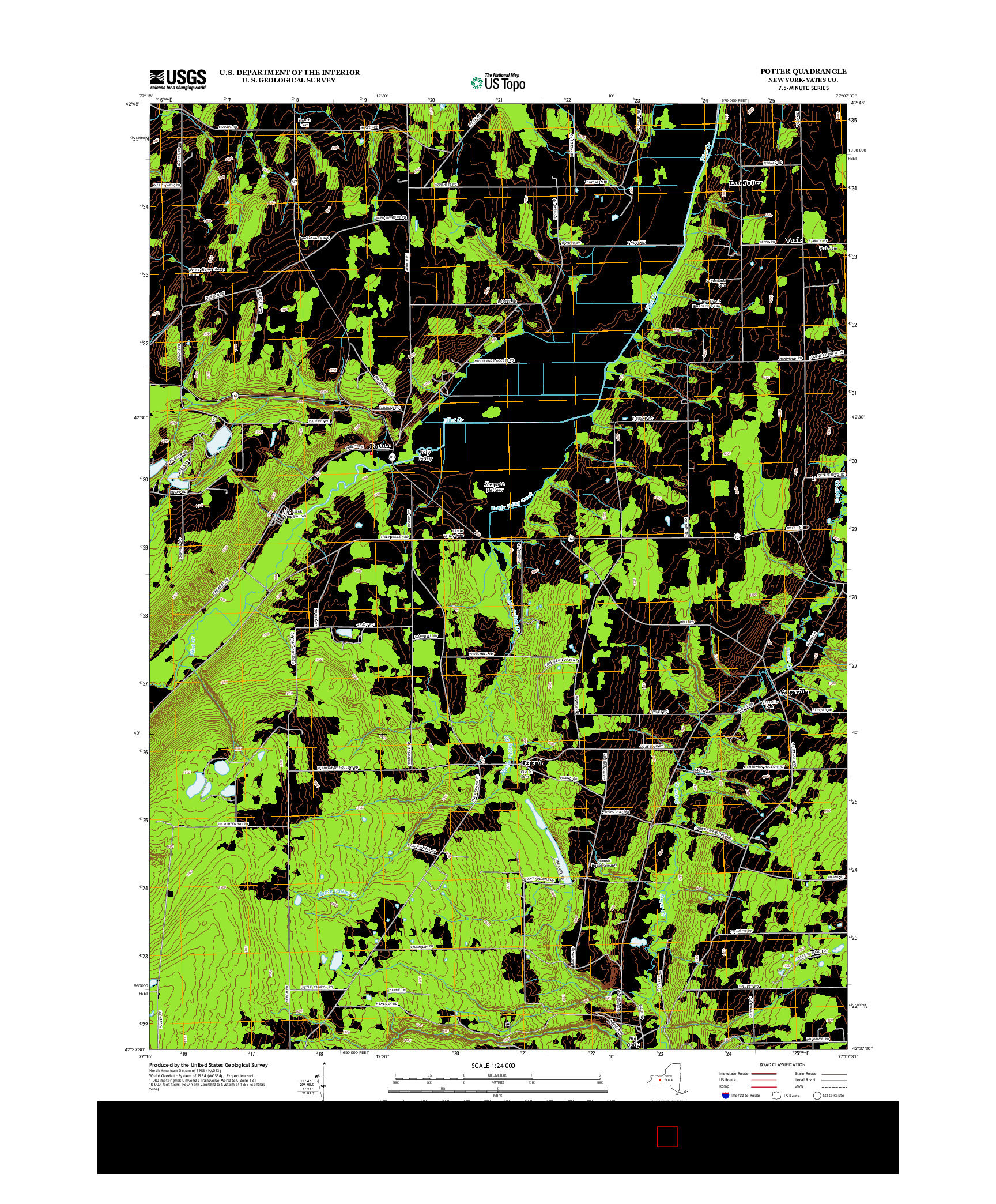 USGS US TOPO 7.5-MINUTE MAP FOR POTTER, NY 2013