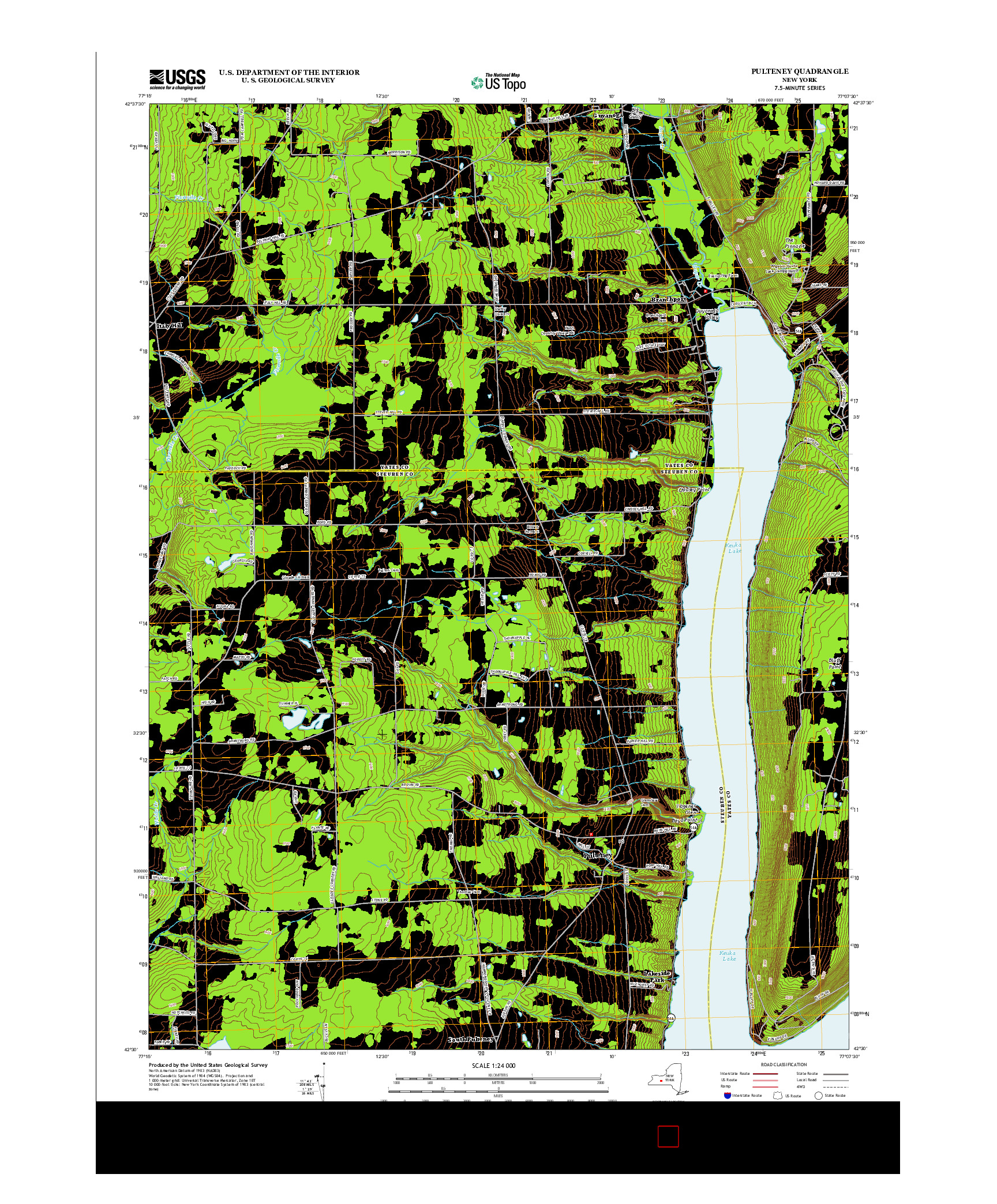 USGS US TOPO 7.5-MINUTE MAP FOR PULTENEY, NY 2013