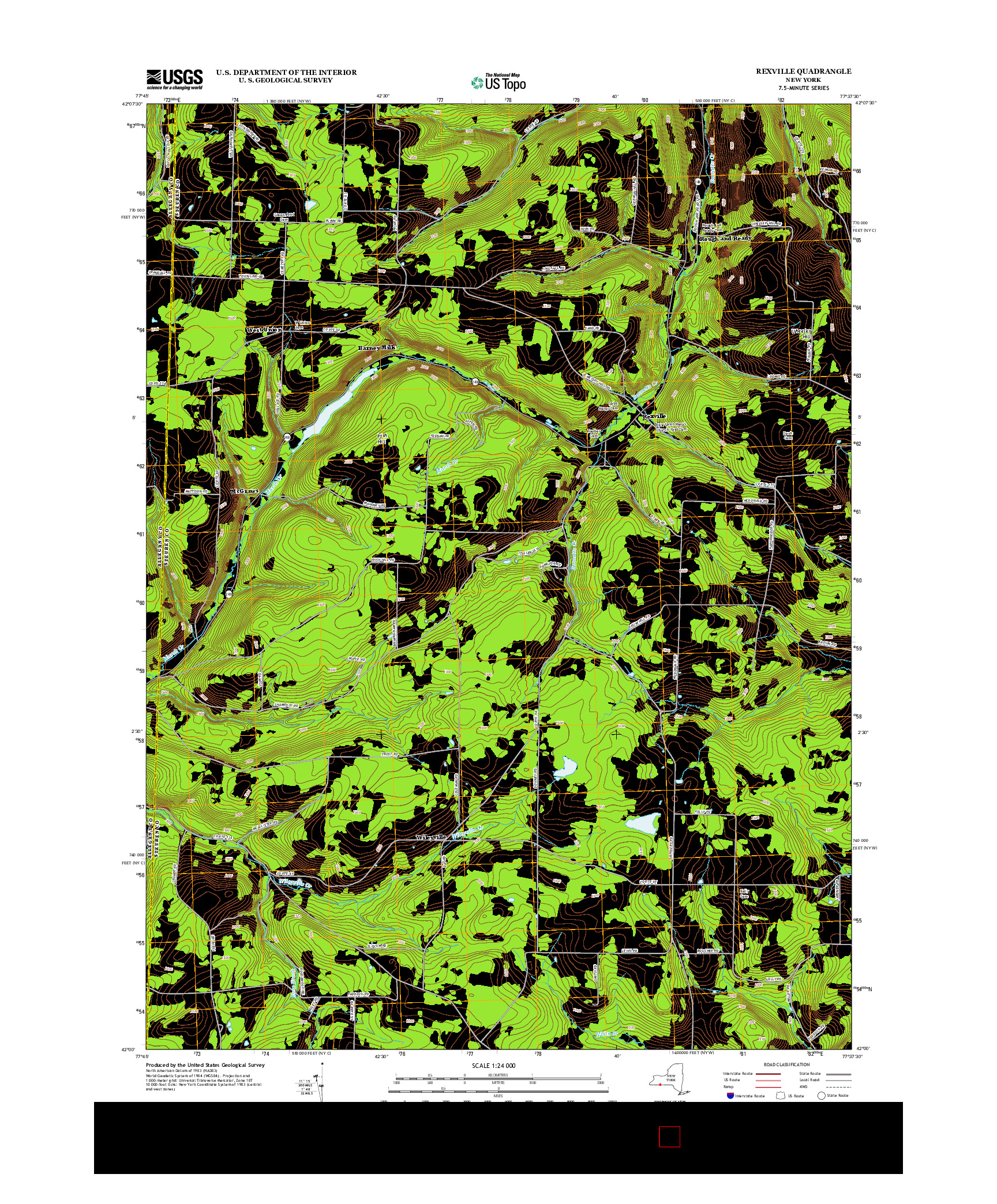 USGS US TOPO 7.5-MINUTE MAP FOR REXVILLE, NY 2013