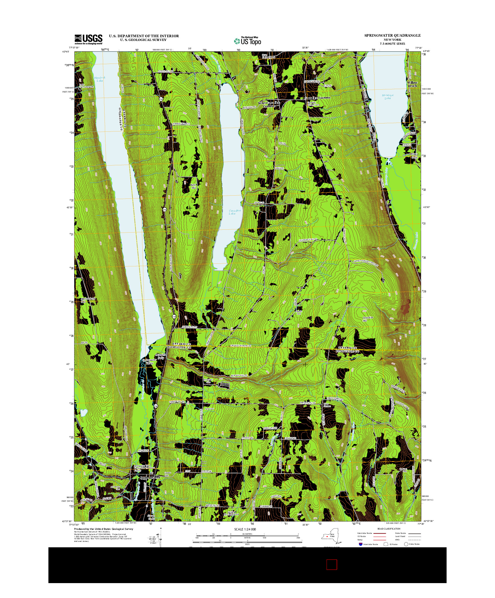 USGS US TOPO 7.5-MINUTE MAP FOR SPRINGWATER, NY 2013